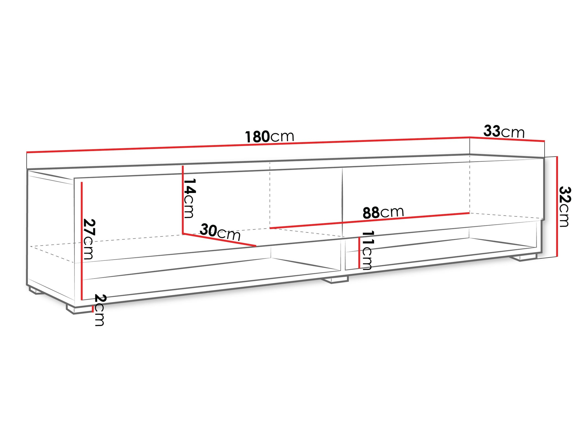 TV-Möbel Sarasota 119 (Wotan Eiche + Schwarz glänzend)