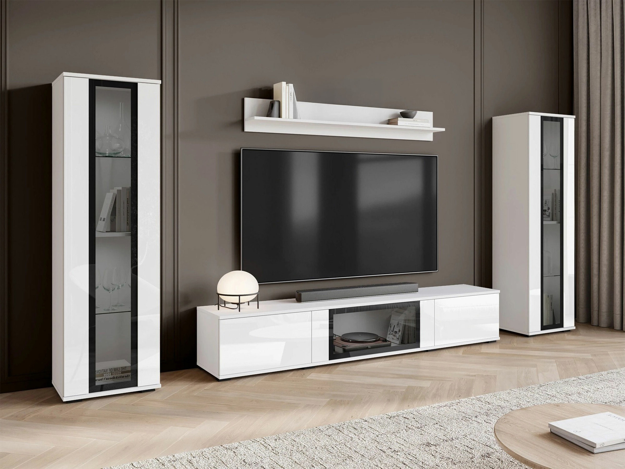 Wohnzimmer-Sets Torcame 103 (Weiß + Weiß glänzend)