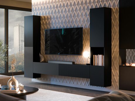 Wohnzimmer-Sets Calveru 105 (Schwarz)