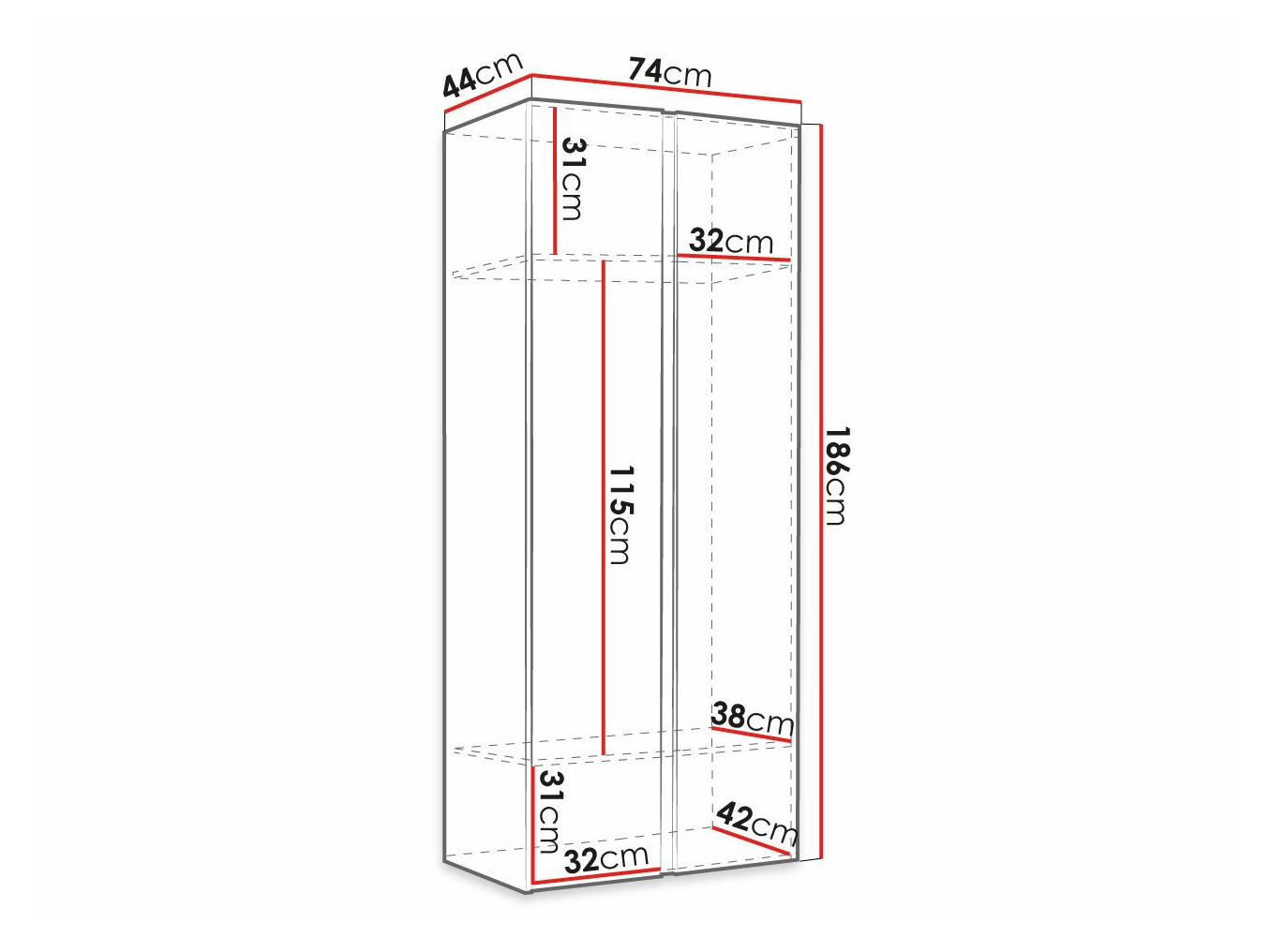 Kleiderschrank Pinis (Weiß)