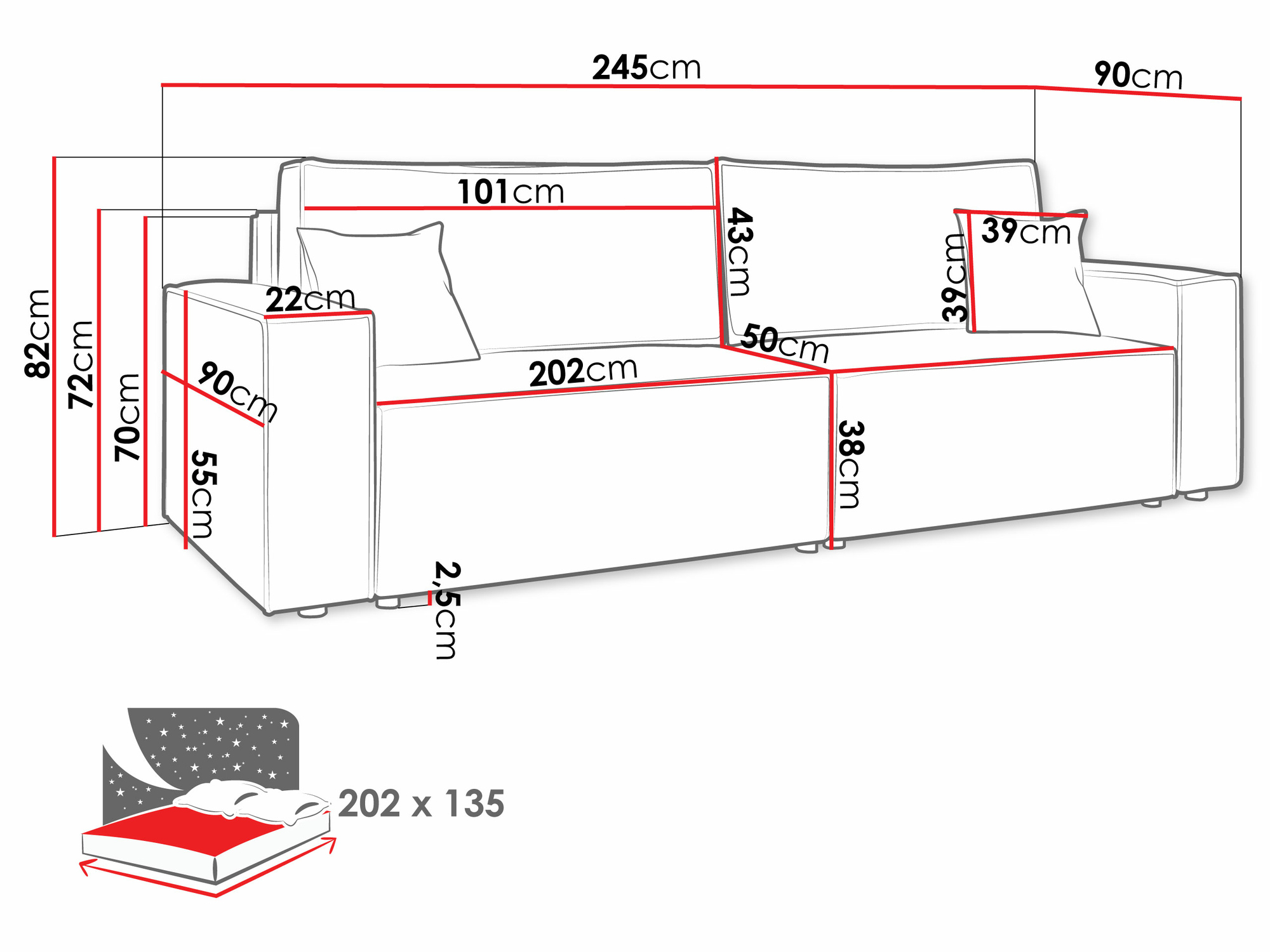 Schlafsofa Shelton 105 (Poso 110)