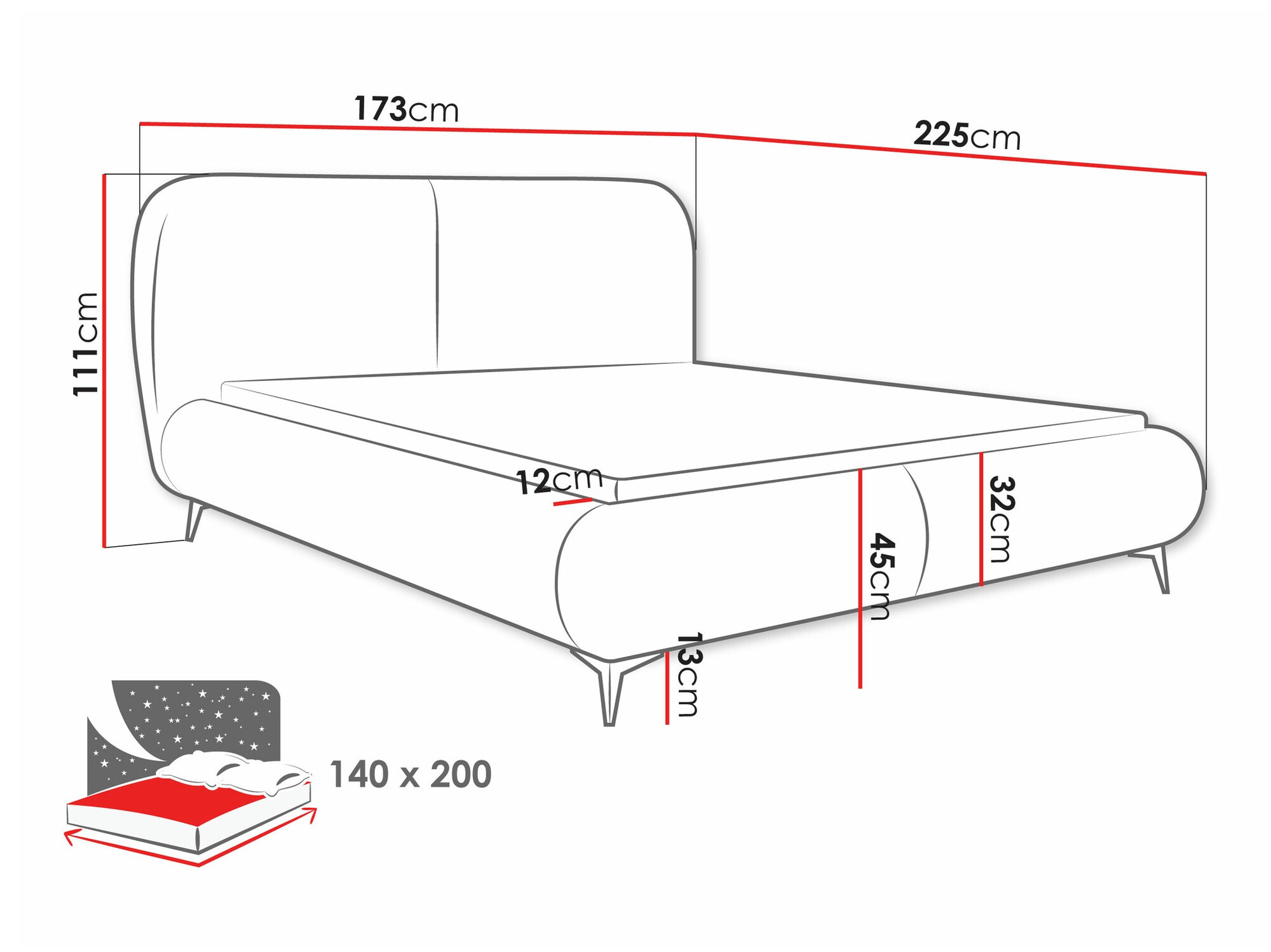 Bett TrendyNest Fenara (Coral 15)