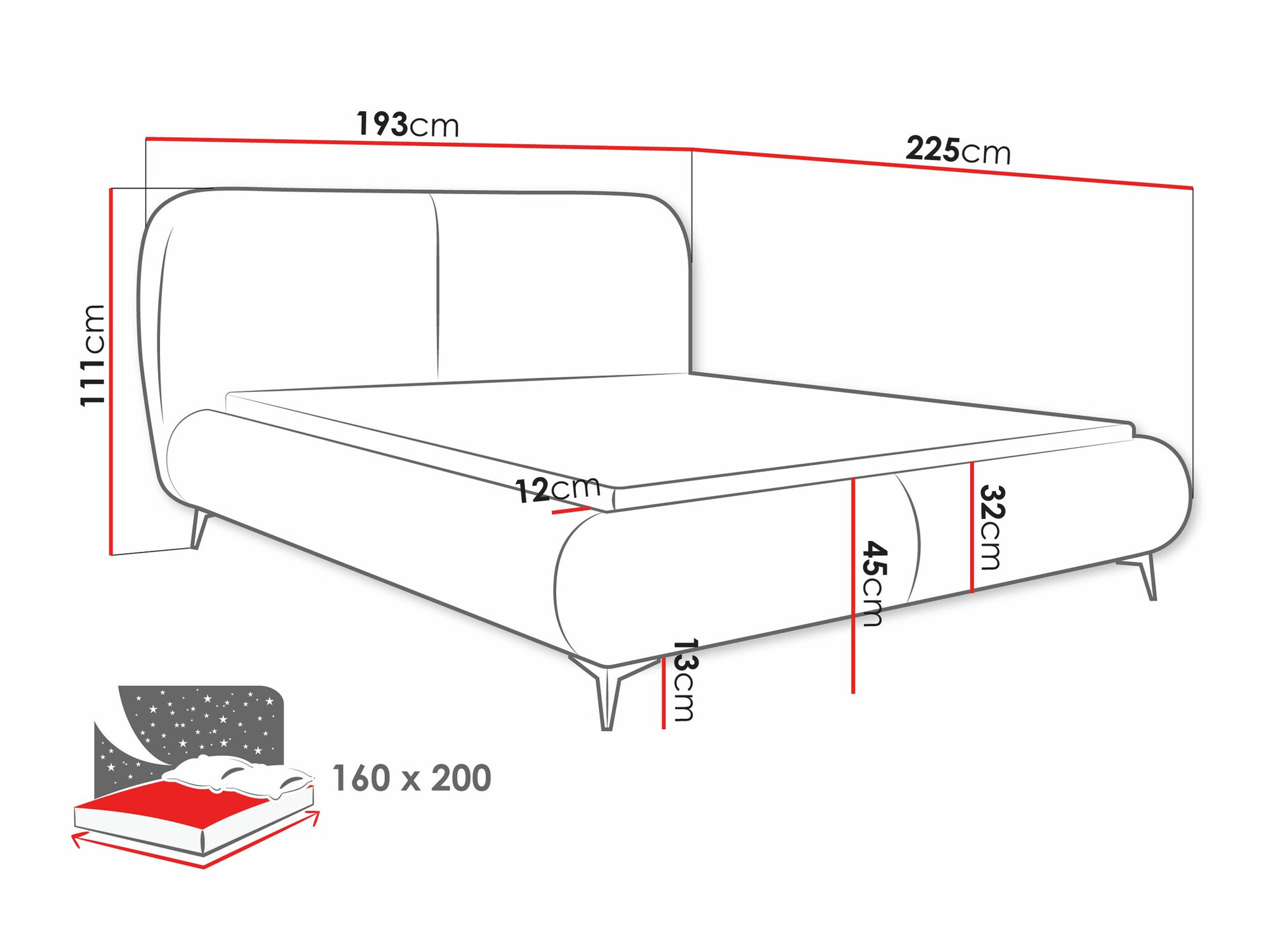 Bett TrendyNest Fenara (Coral 80)