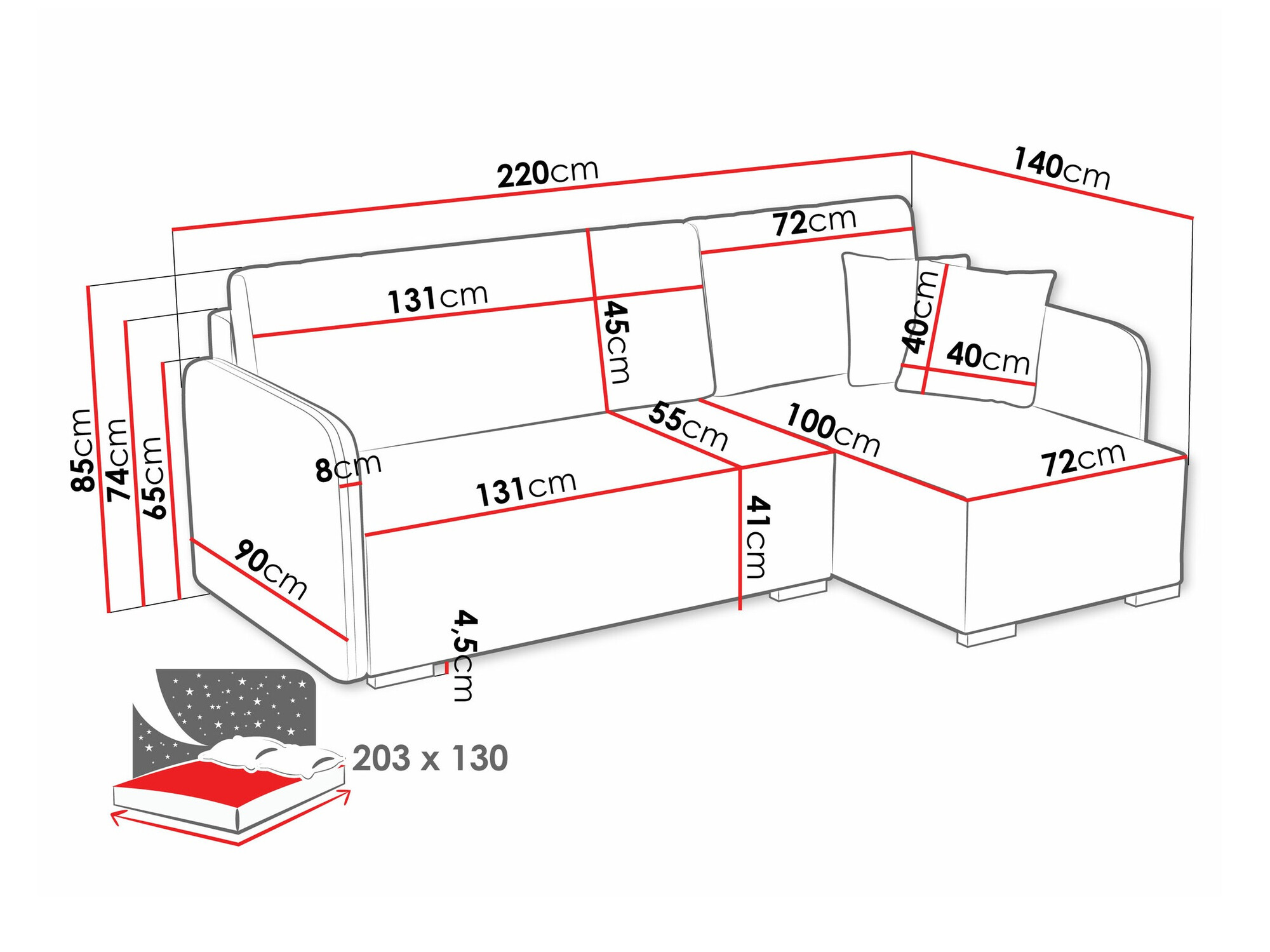 Ecksofa Columbus 245 (Velo 623)