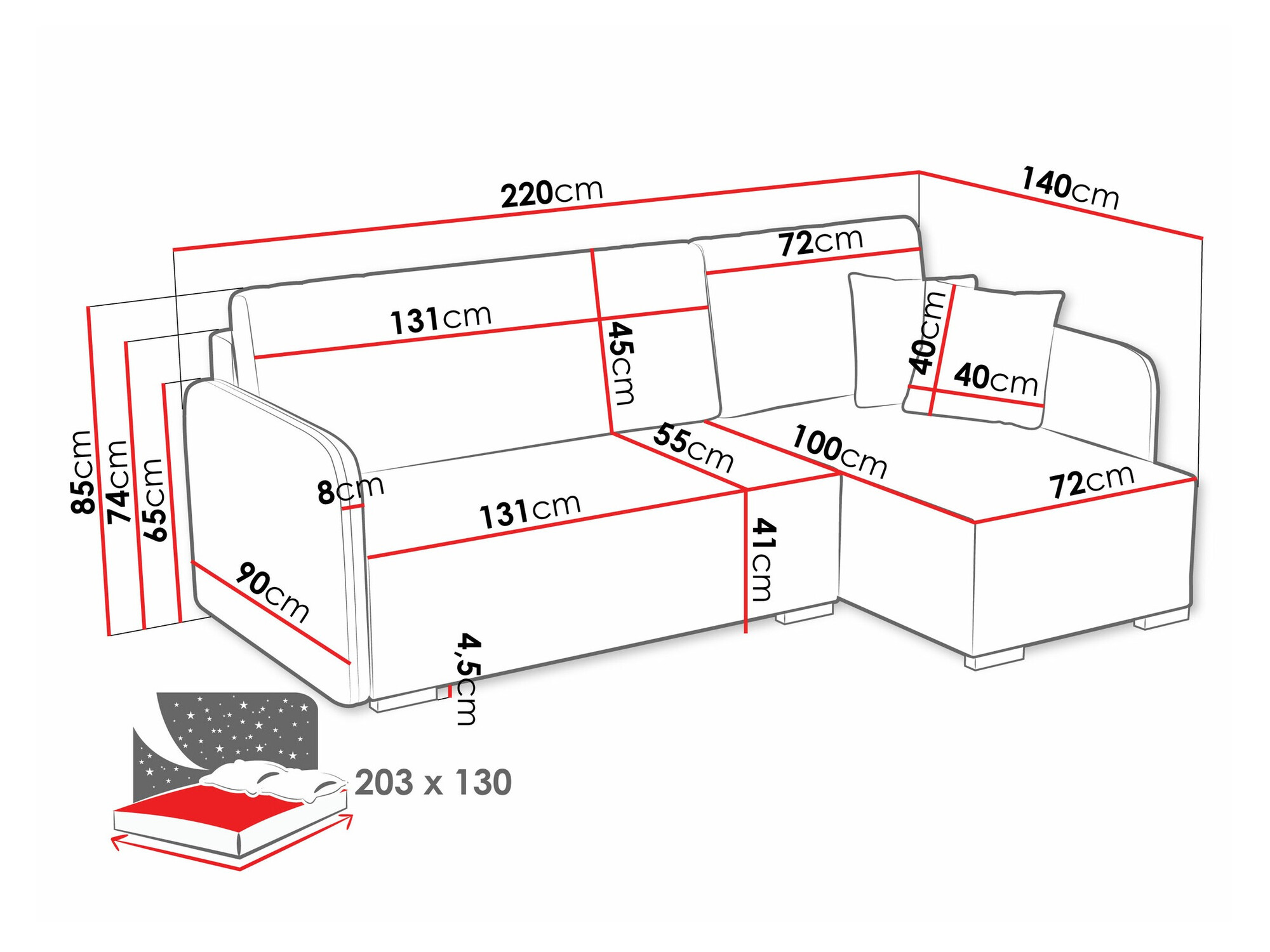 Ecksofa Columbus 245 (Velo 626)