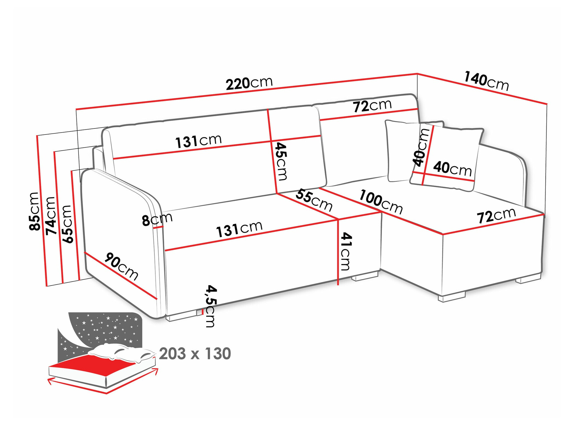 Ecksofa Columbus 245 (Velo 627)