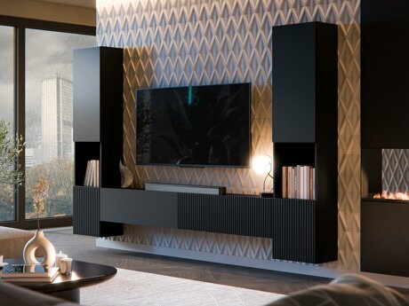 Wohnzimmer-Sets Calveru 107 (Schwarz)