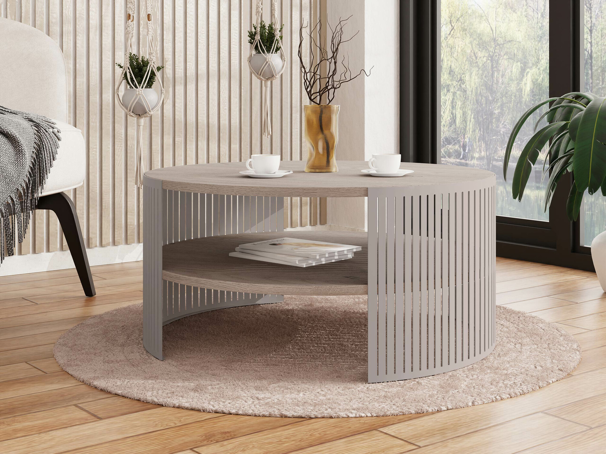 Couchtisch Civer VIII (Kaschmir + Helles Holz)