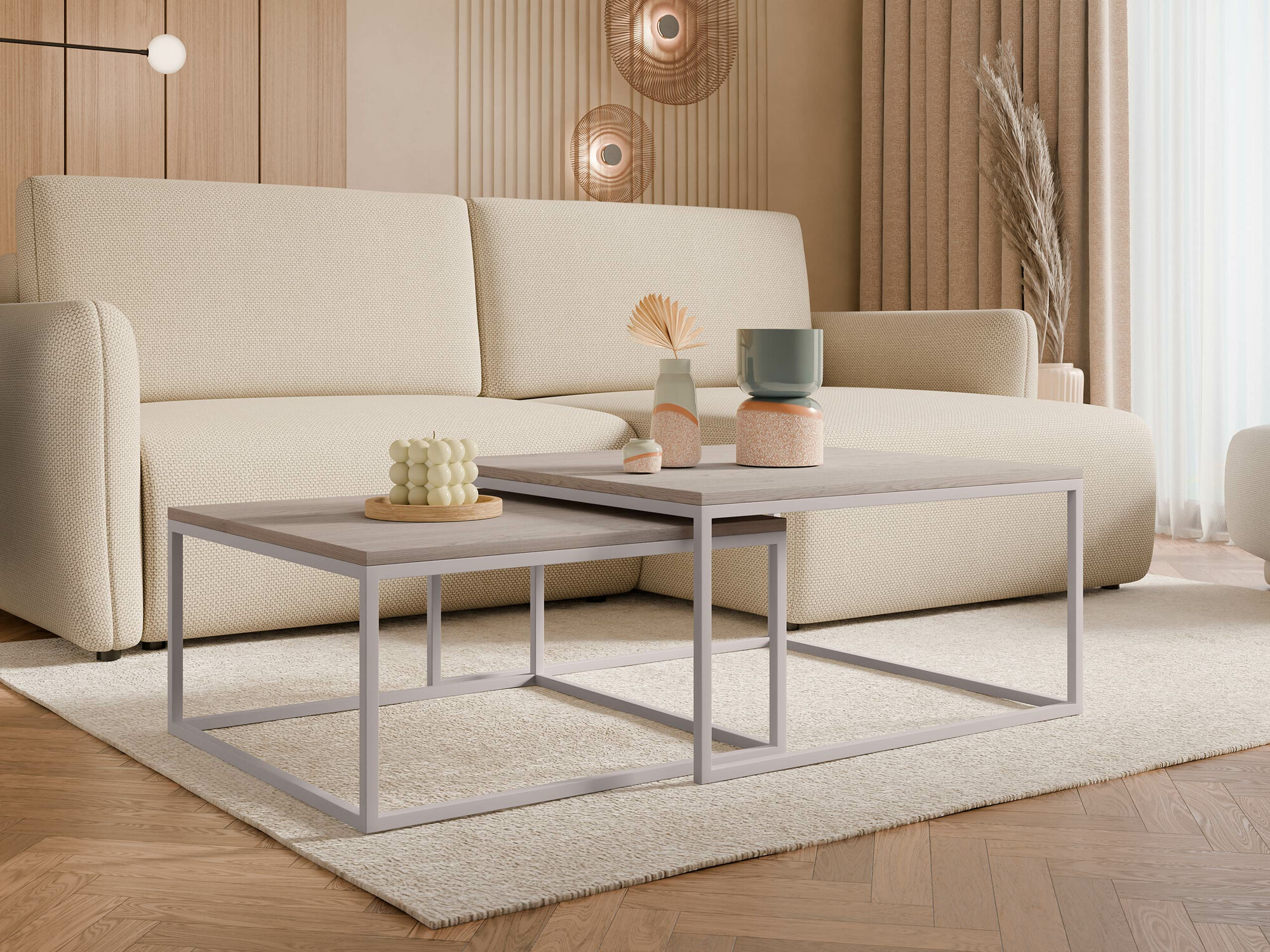 Couchtischset Oswego 133 (Helles Holz + Kaschmir)
