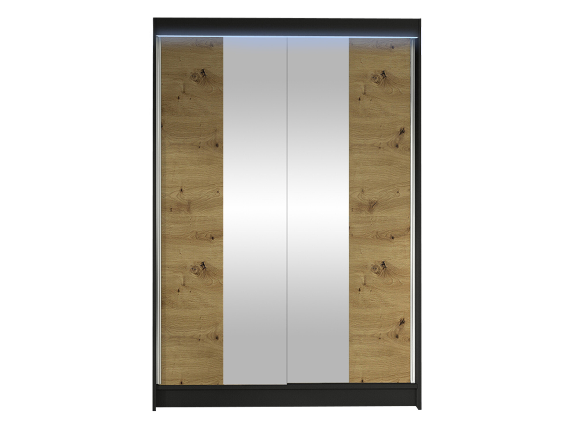 Kleiderschrank Closico Salvor II (Schwarz + Artisan Eichenholzoptik)