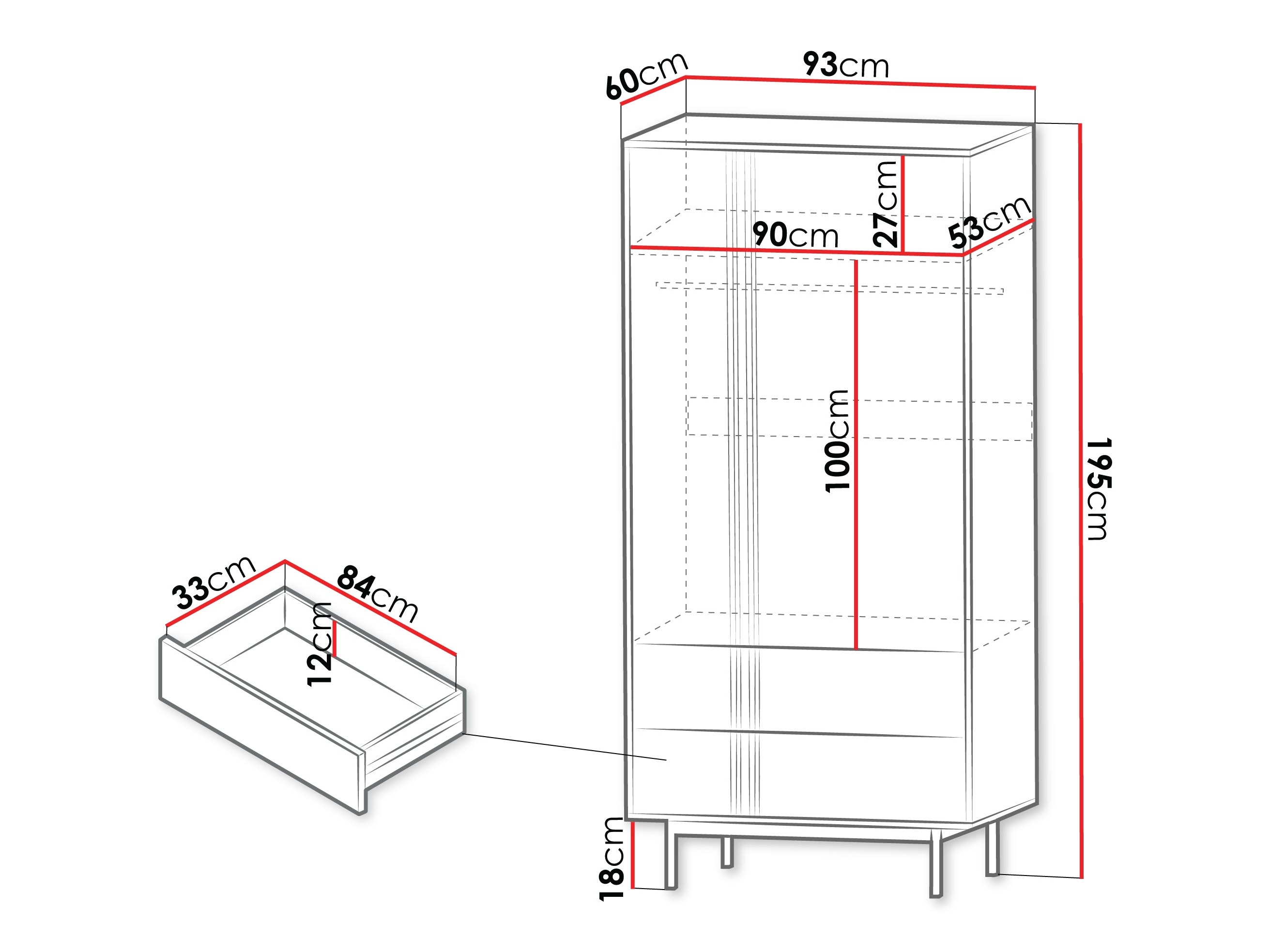Kleiderschrank Levali 100 (Beige)
