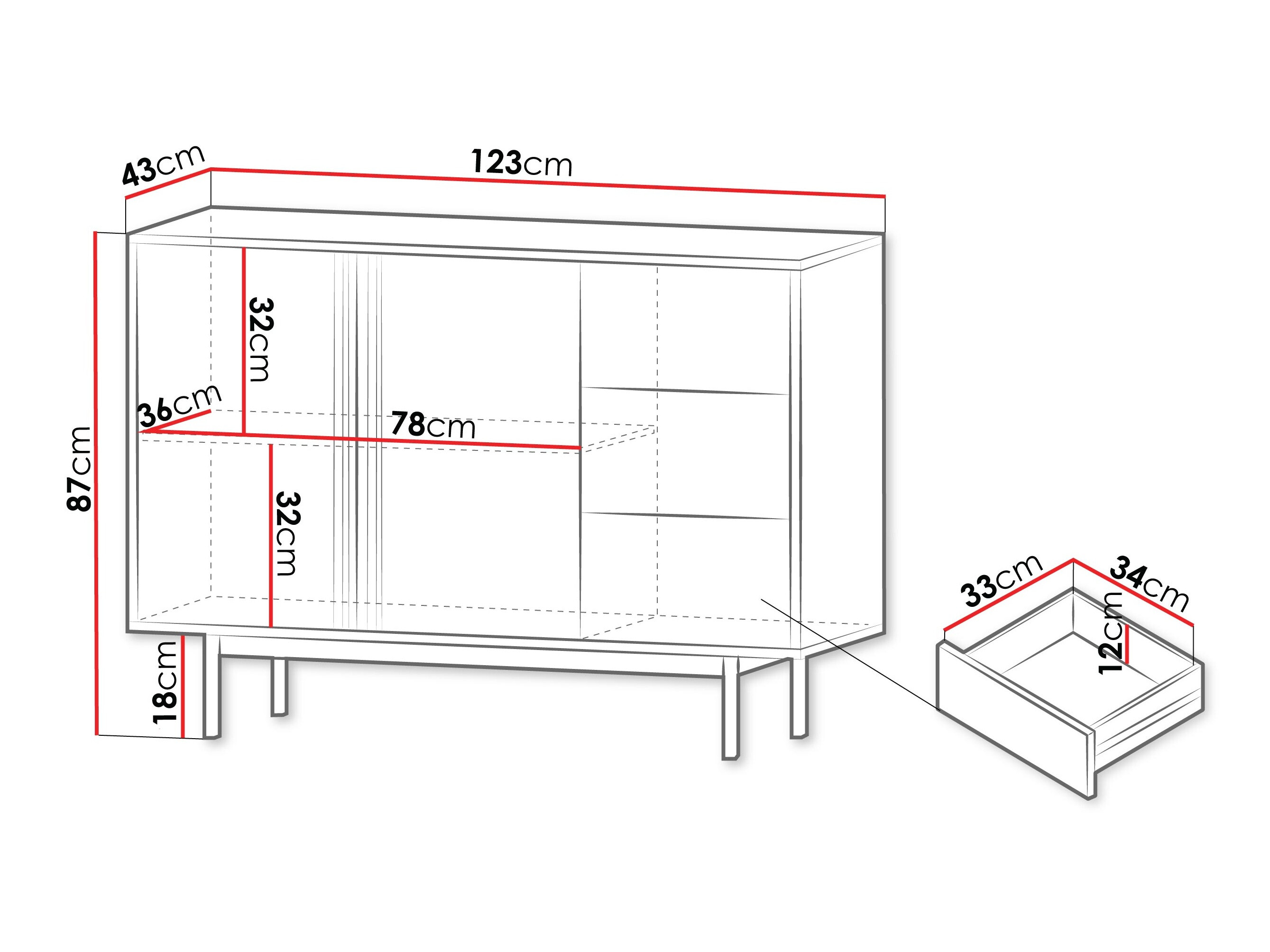 Kommoden Levali 106 (Eichenholzoptik)