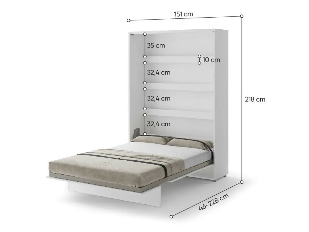 Möbel-Set Concept Pro Lenart Levfere 139 (Weiß glänzend + Weiß + Blau)