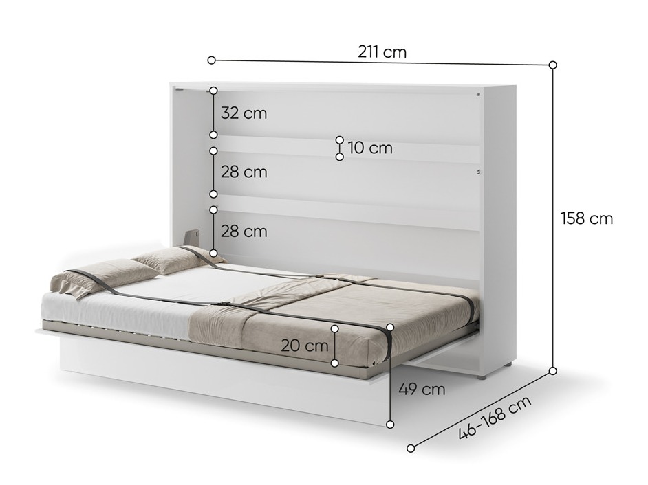 Schrankbett Concept Pro Lenart V (Weiß glänzend)