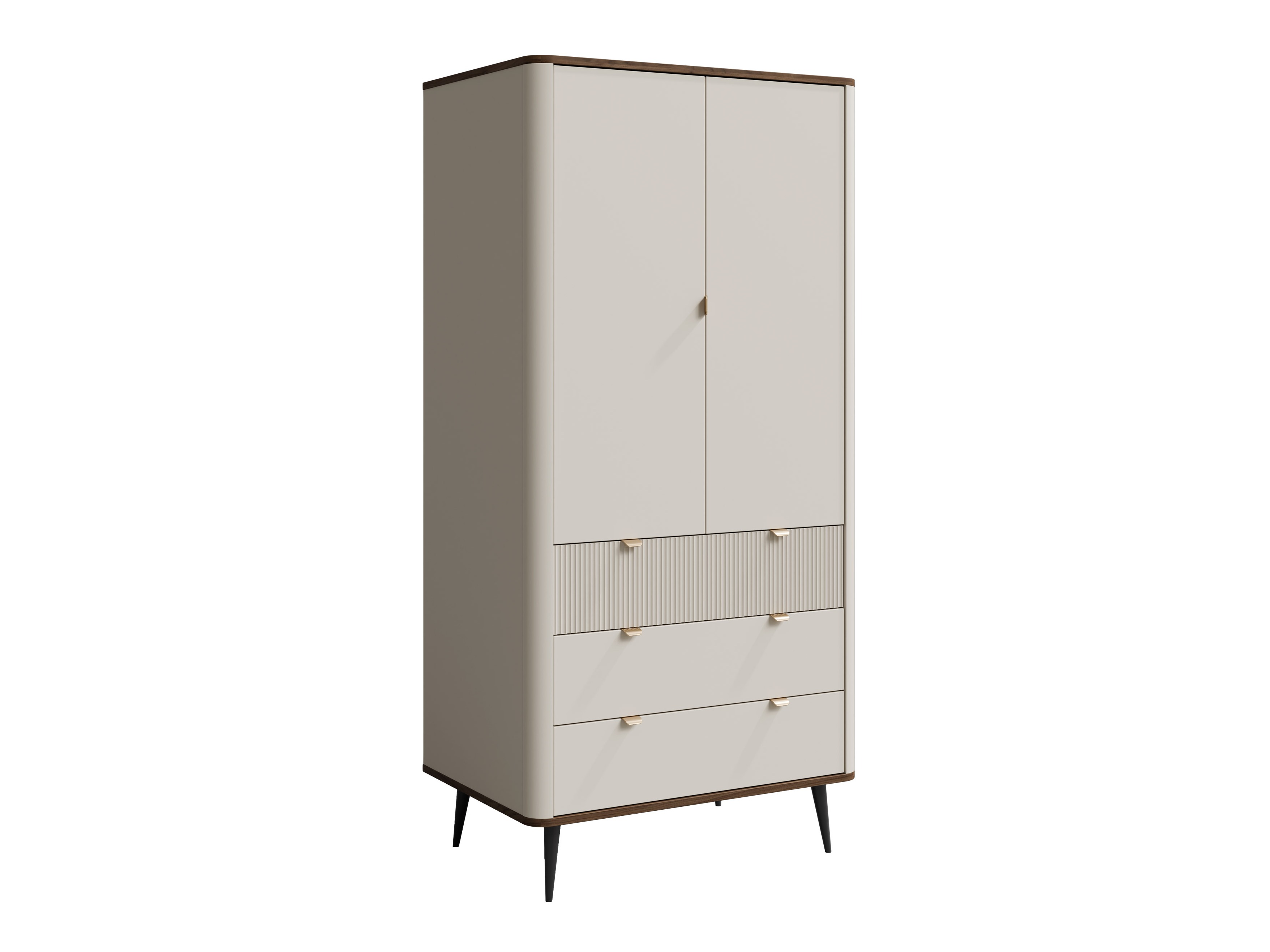 Kleiderschrank Lufela 100 (Kaschmir + Walnussholzoptik)