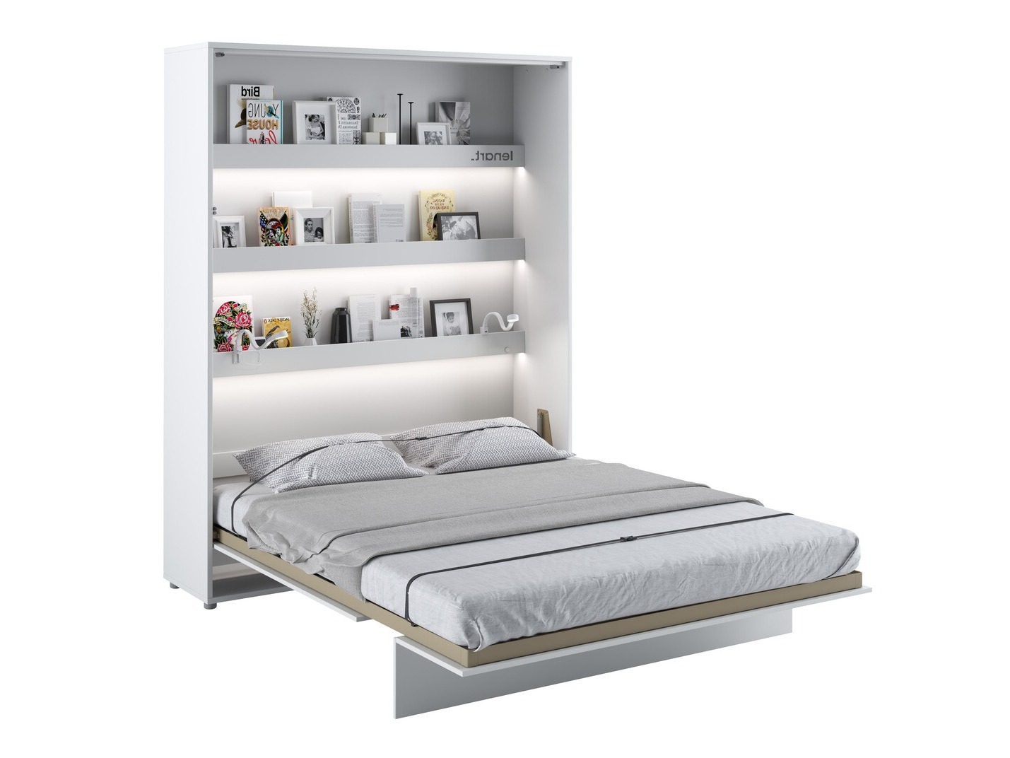 Schrankbett Concept Pro Lenart Levfere 102 (Weiß + Weiß glänzend)