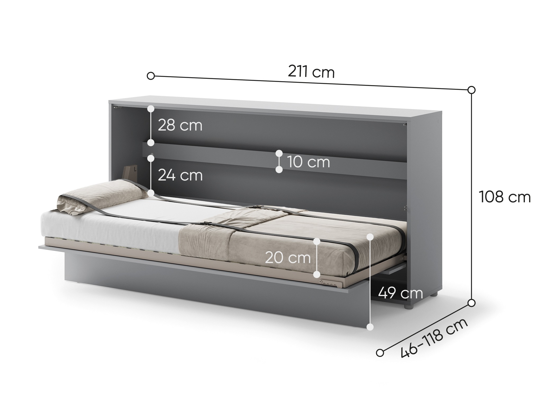 Schrankbett Concept Pro Lenart V (Grau)