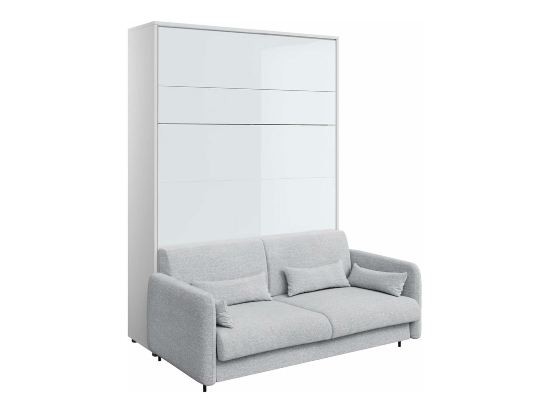 Schrankbett Concept Pro Lenart VII (Weiß glänzend + Grau)