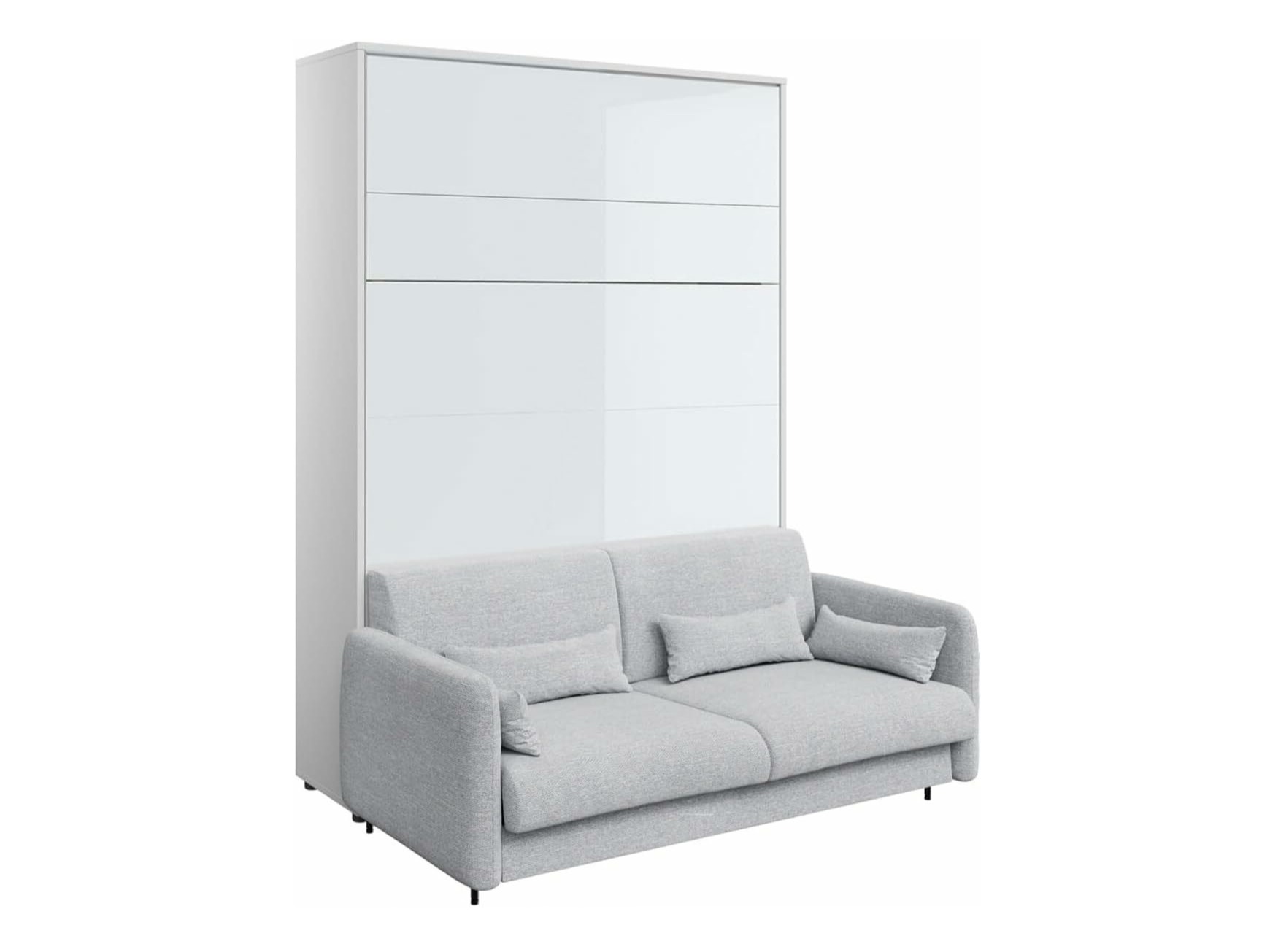Schrankbett Concept Pro Lenart VII (Weiß glänzend + Grau)