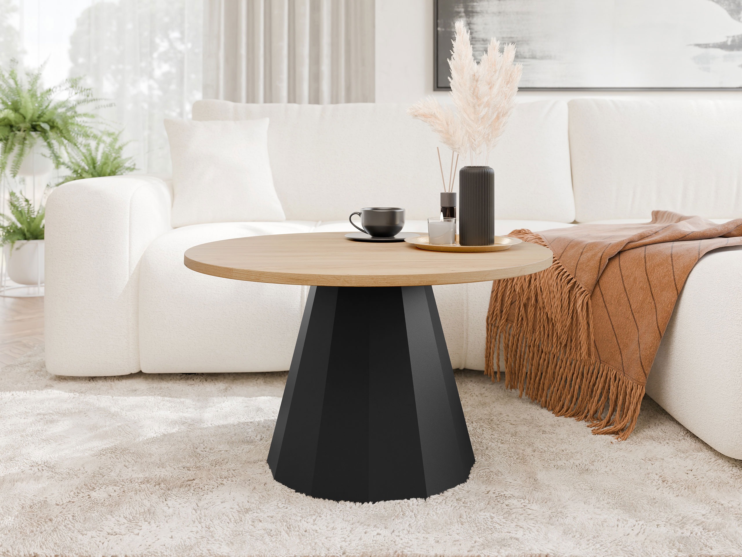 Couchtisch Oswego 139 (Schwarz + Eichenholzoptik)