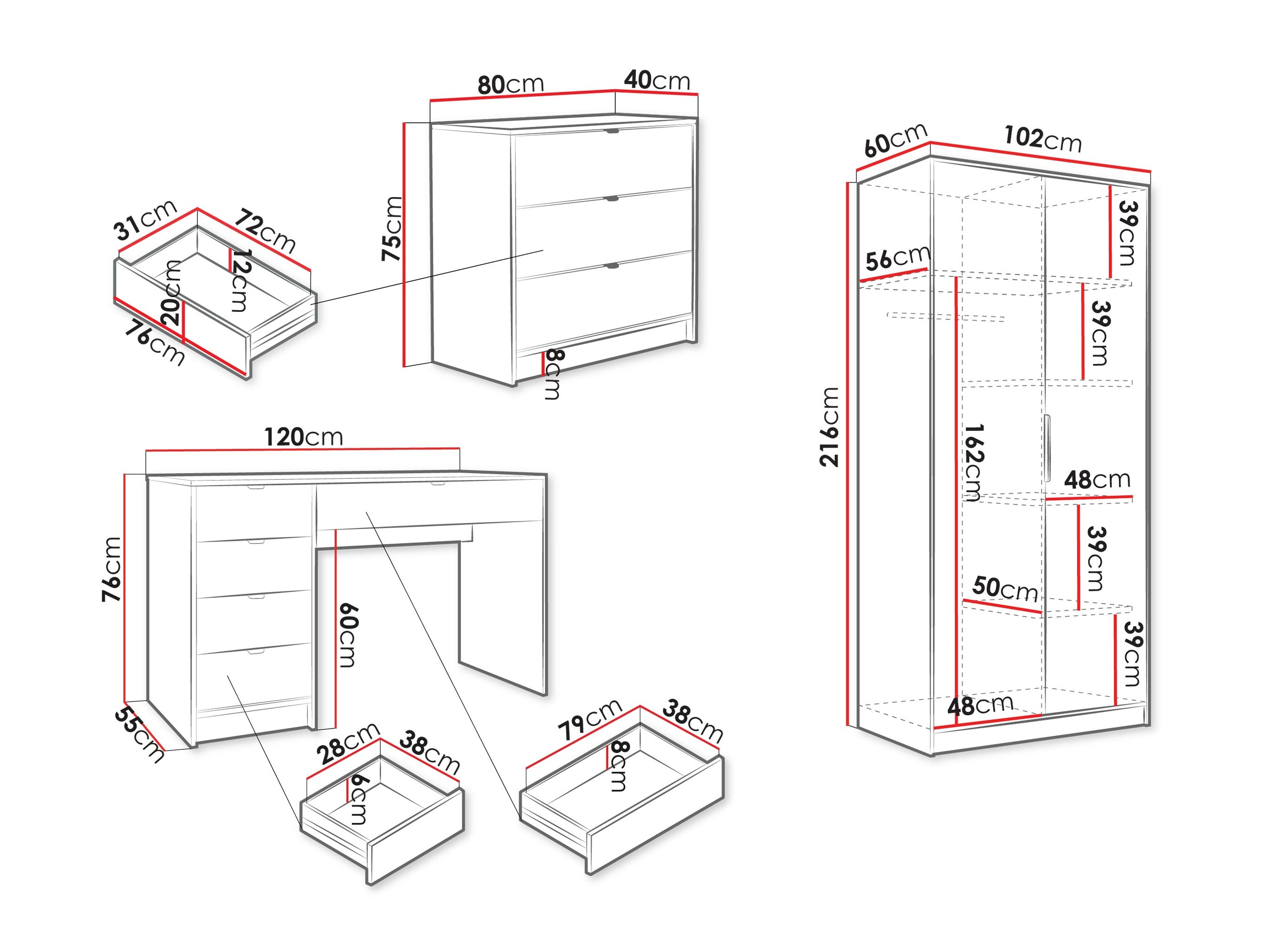 Heimbüro-Set Comfivo Larmire 123 (Weiß)