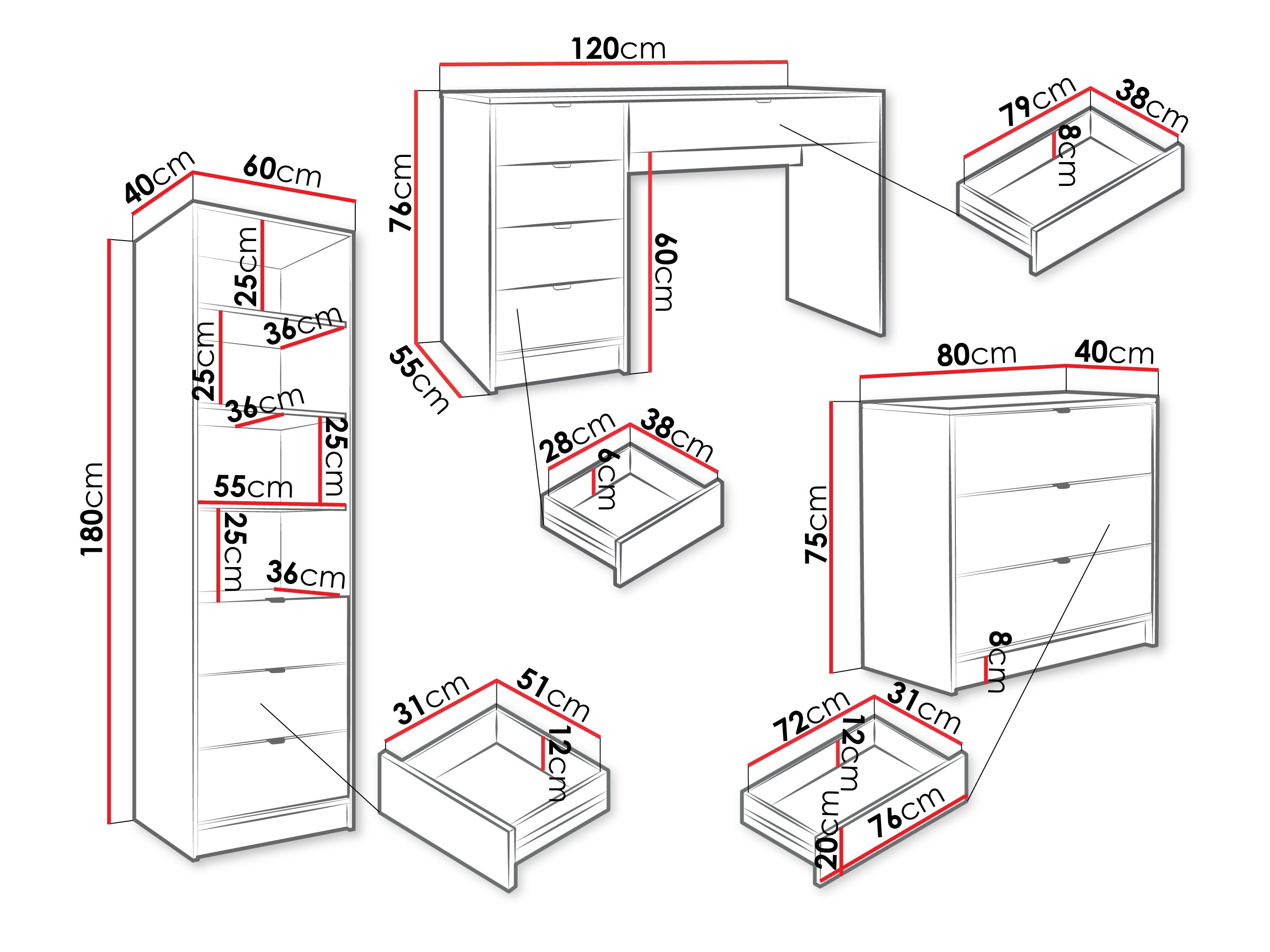 Heimbüro-Set Comfivo Papilio V (Weiß)