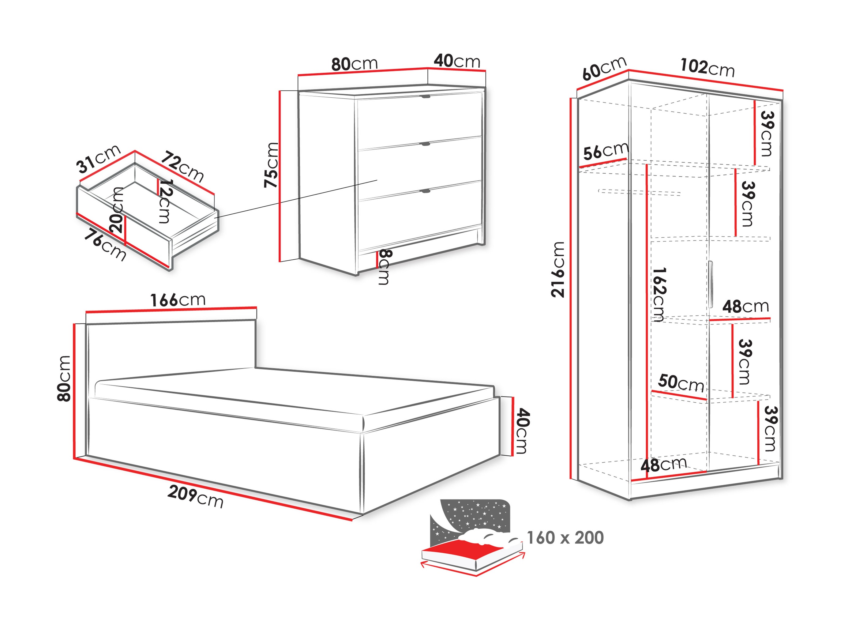 Schlafzimmer-Set Comfivo Papilio