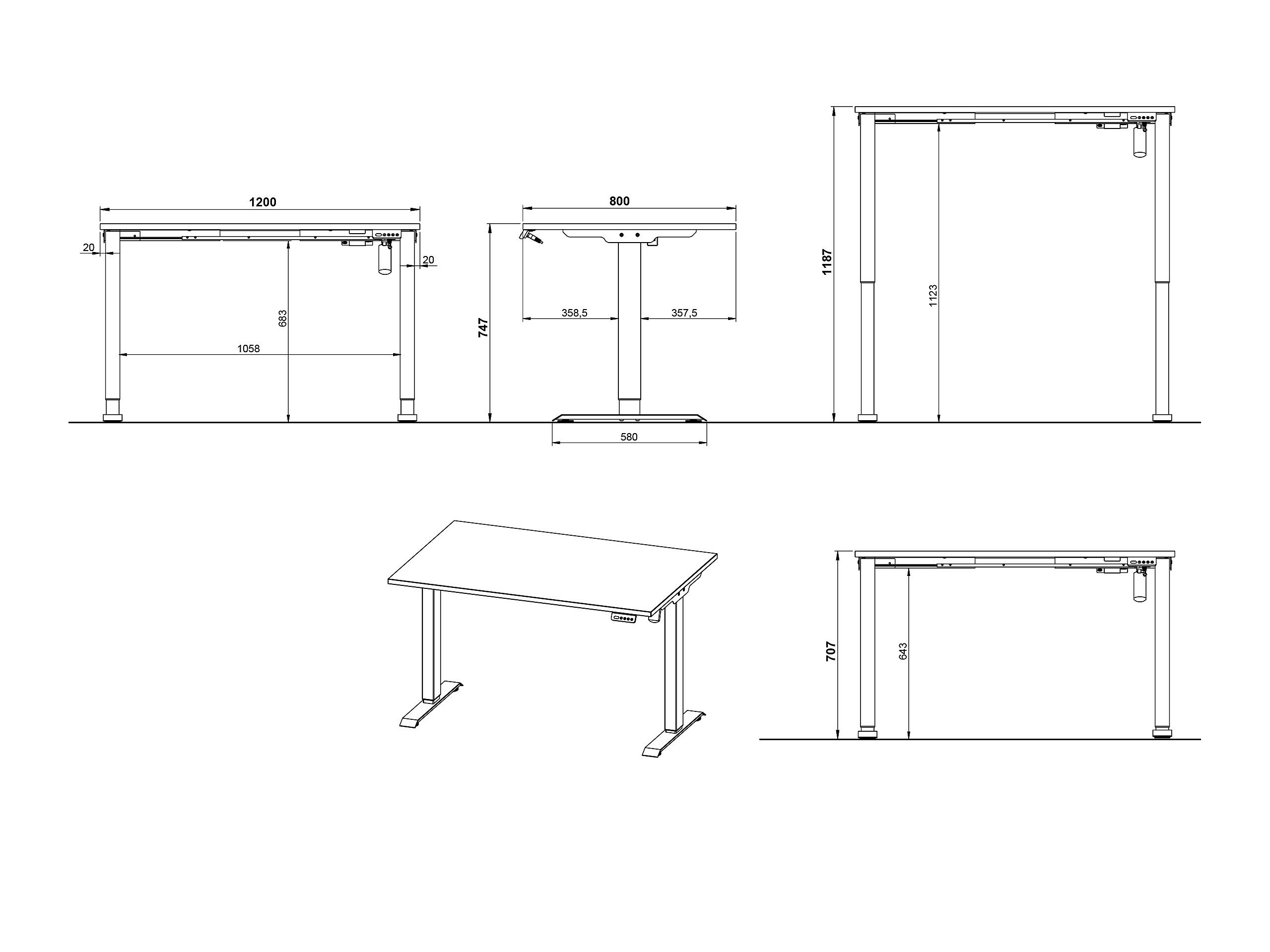 Höhenverstellbarer Schreibtisch Lartesi 115 (Kaschmir + Weiß)