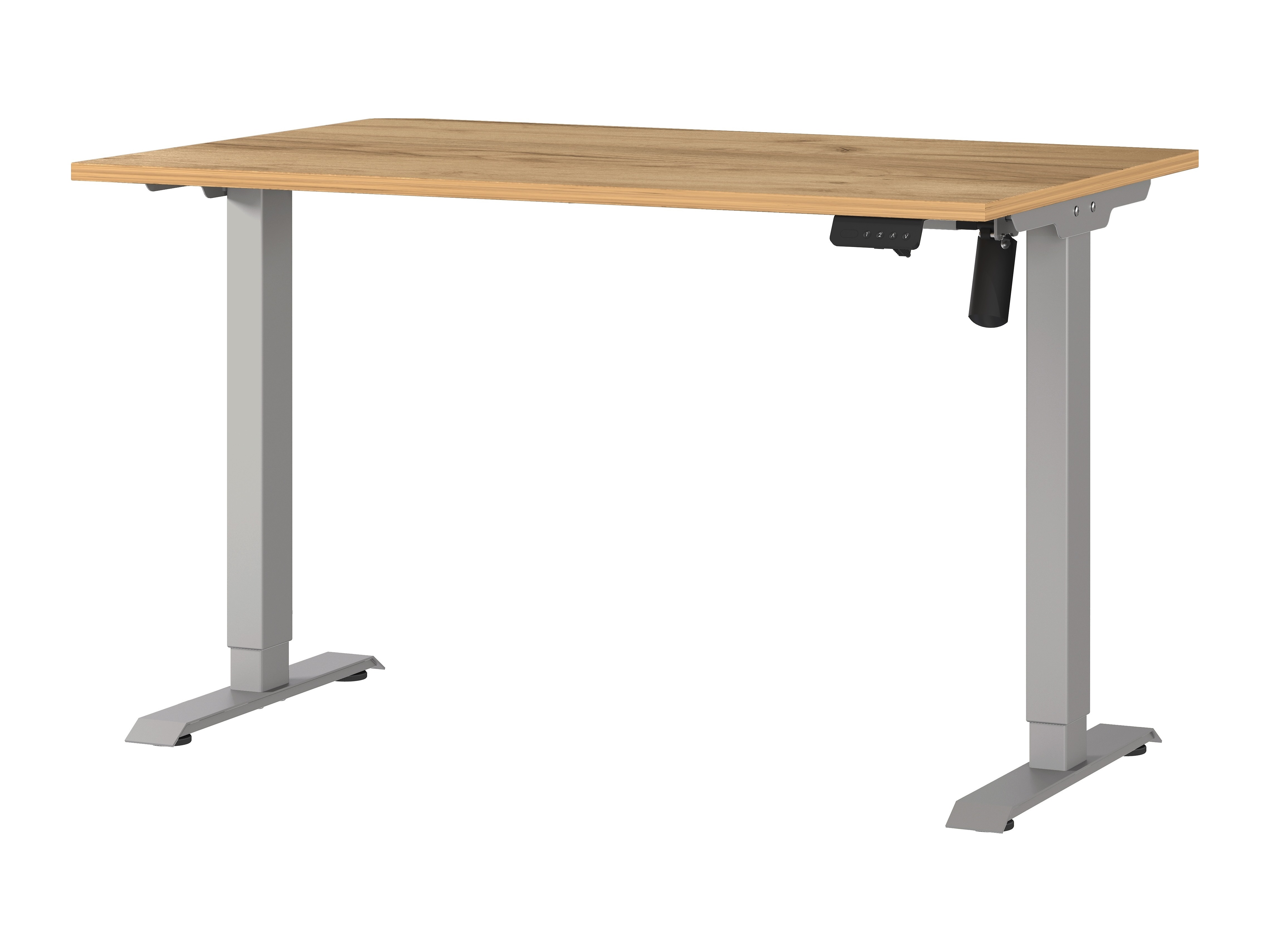 Höhenverstellbarer Schreibtisch Lartesi 115 (Navarra eichenholzoptik + Silber)