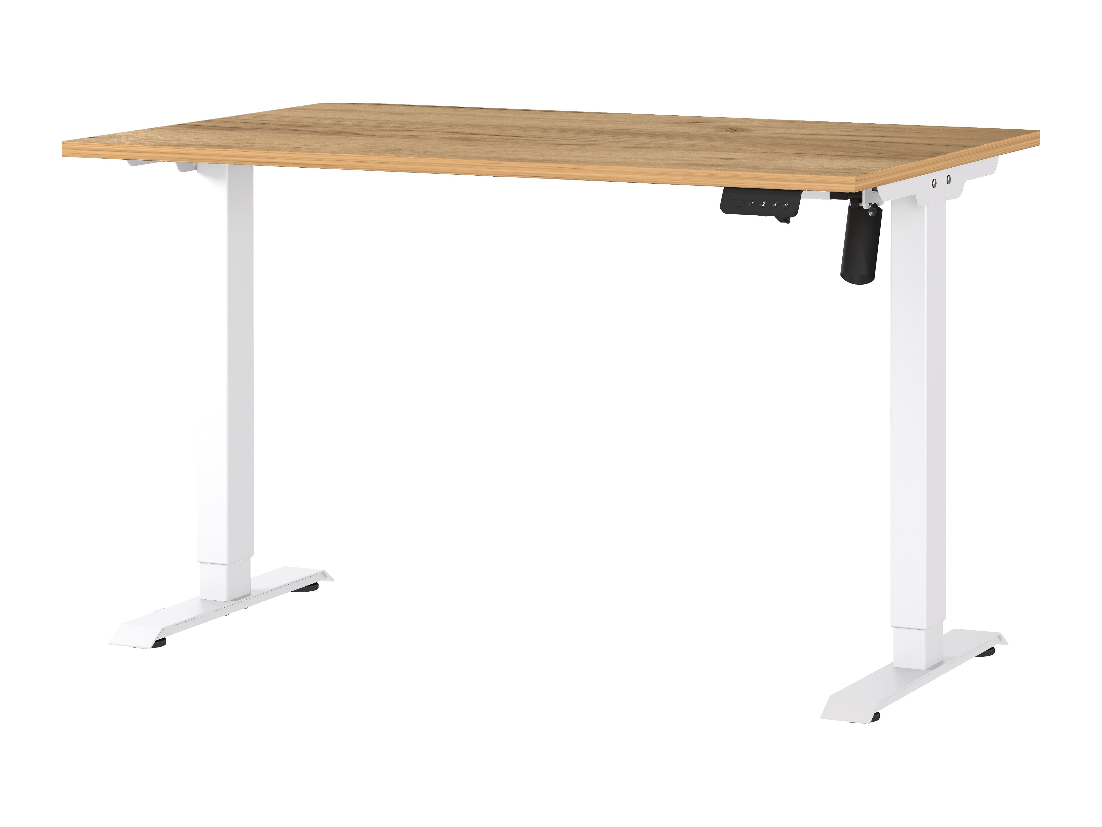 Höhenverstellbarer Schreibtisch Lartesi 115 (Navarra eichenholzoptik + Weiß)