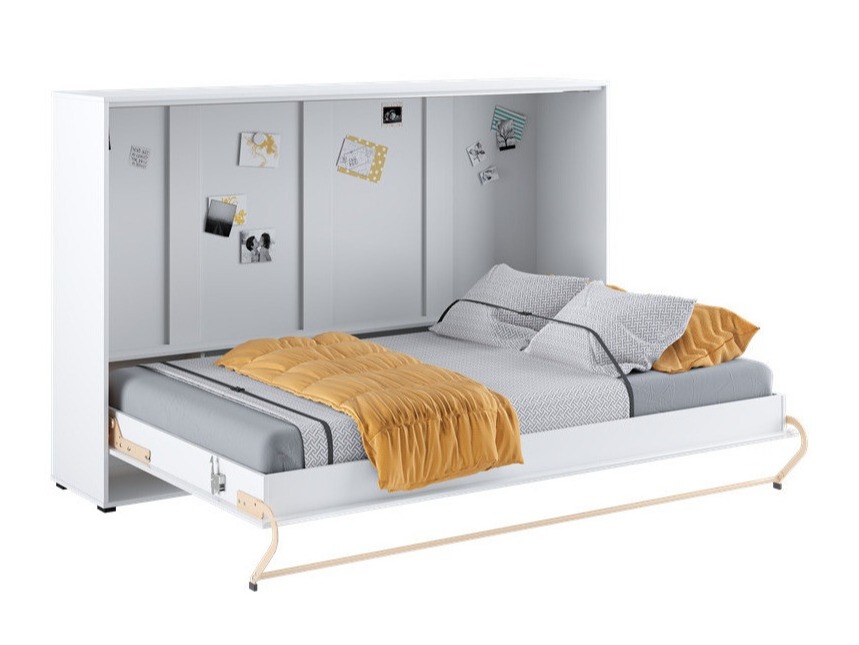 Schrankbett Concept Pro Lenart IV (Weiß + Weiß glänzend)