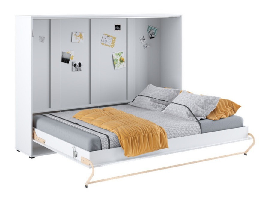 Schrankbett Concept Pro Lenart IV (Weiß + Weiß glänzend)