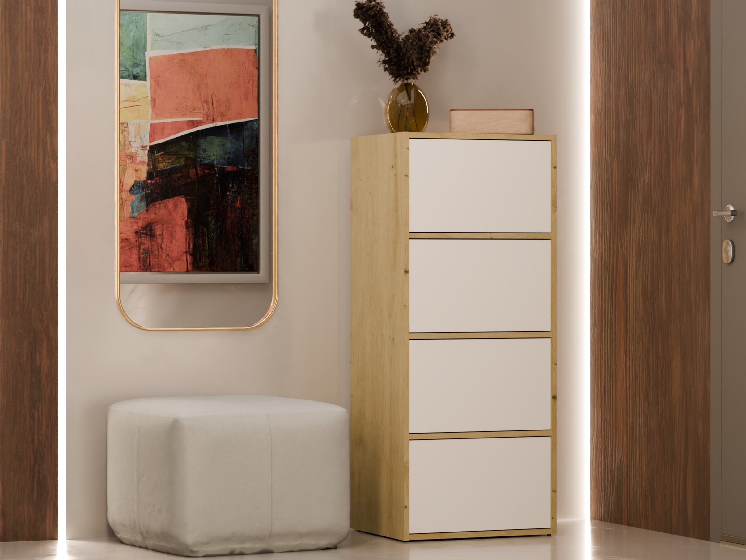 Sideboard Mandeville 298 (Weiß + Artisan Eichenholzoptik)