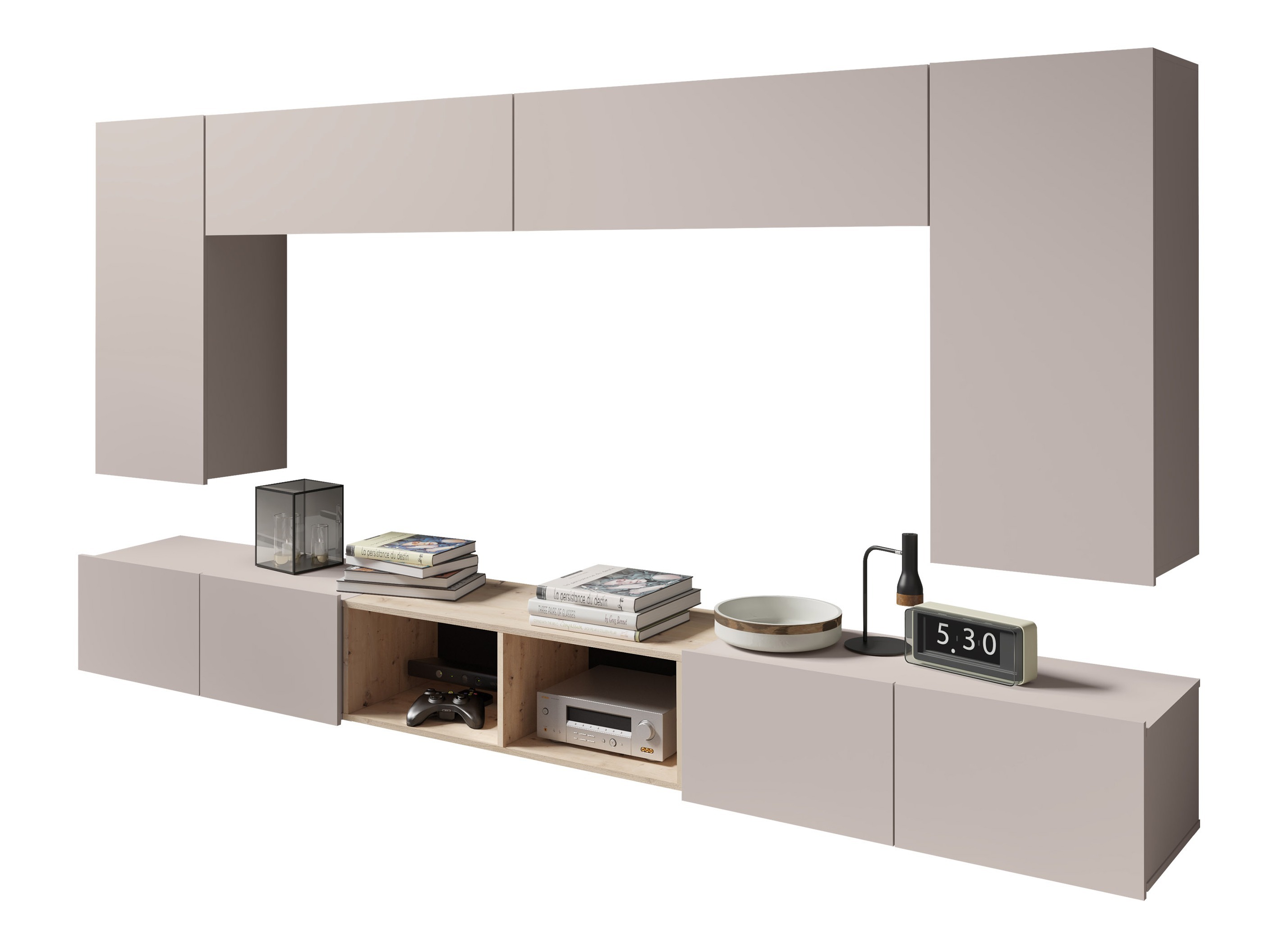 Wohnzimmer-Sets Remus XXIII (Kaschmir + Artisan Eichenholzoptik)