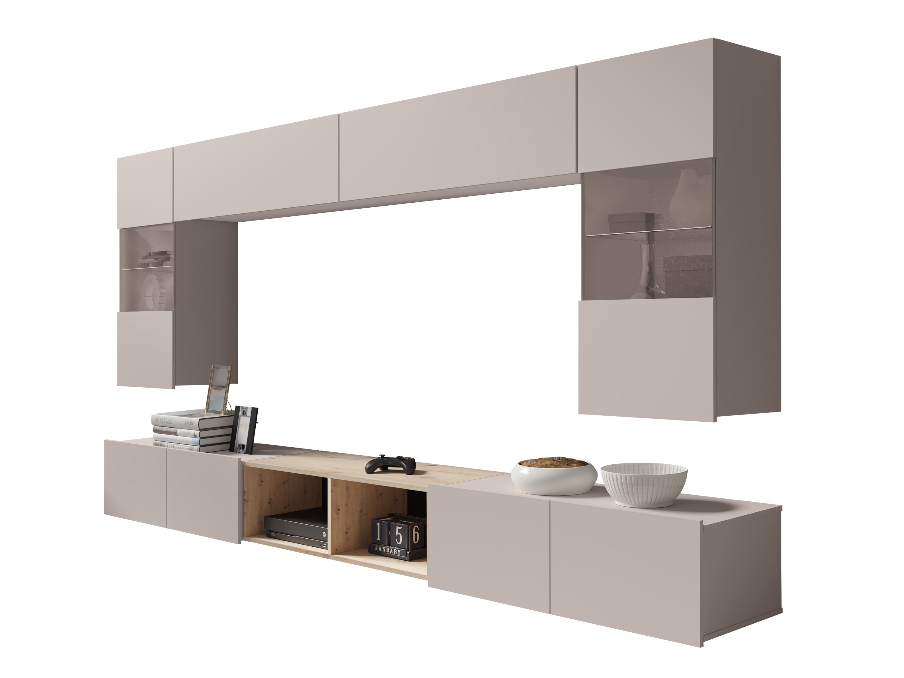 Wohnzimmer-Sets Remus XXIV (Kaschmir + Artisan Eichenholzoptik)