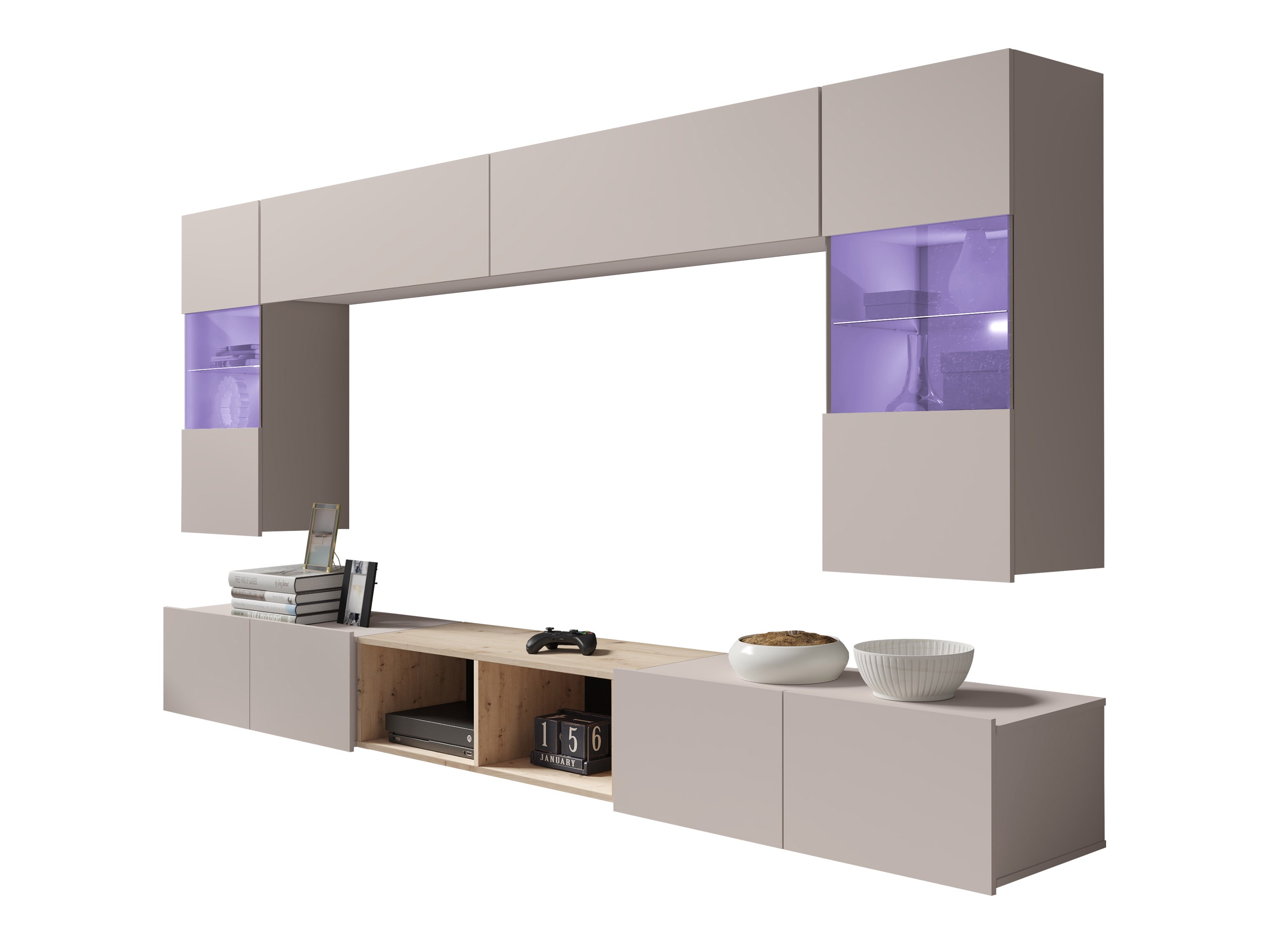 Wohnzimmer-Sets Remus XXIV (Kaschmir + Artisan Eichenholzoptik)