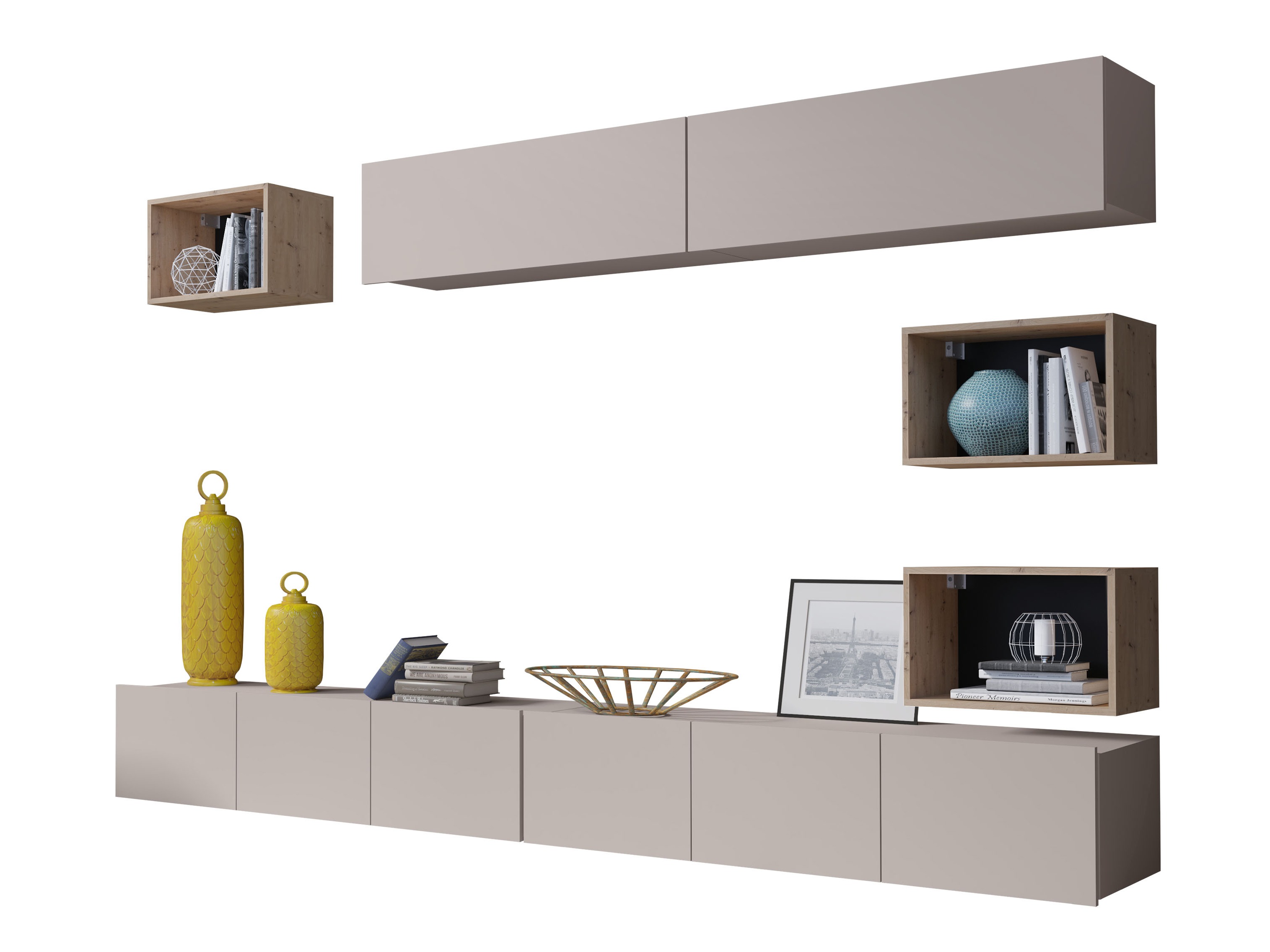 Wohnzimmer-Sets Remus XXXI (Kaschmir + Artisan Eichenholzoptik)