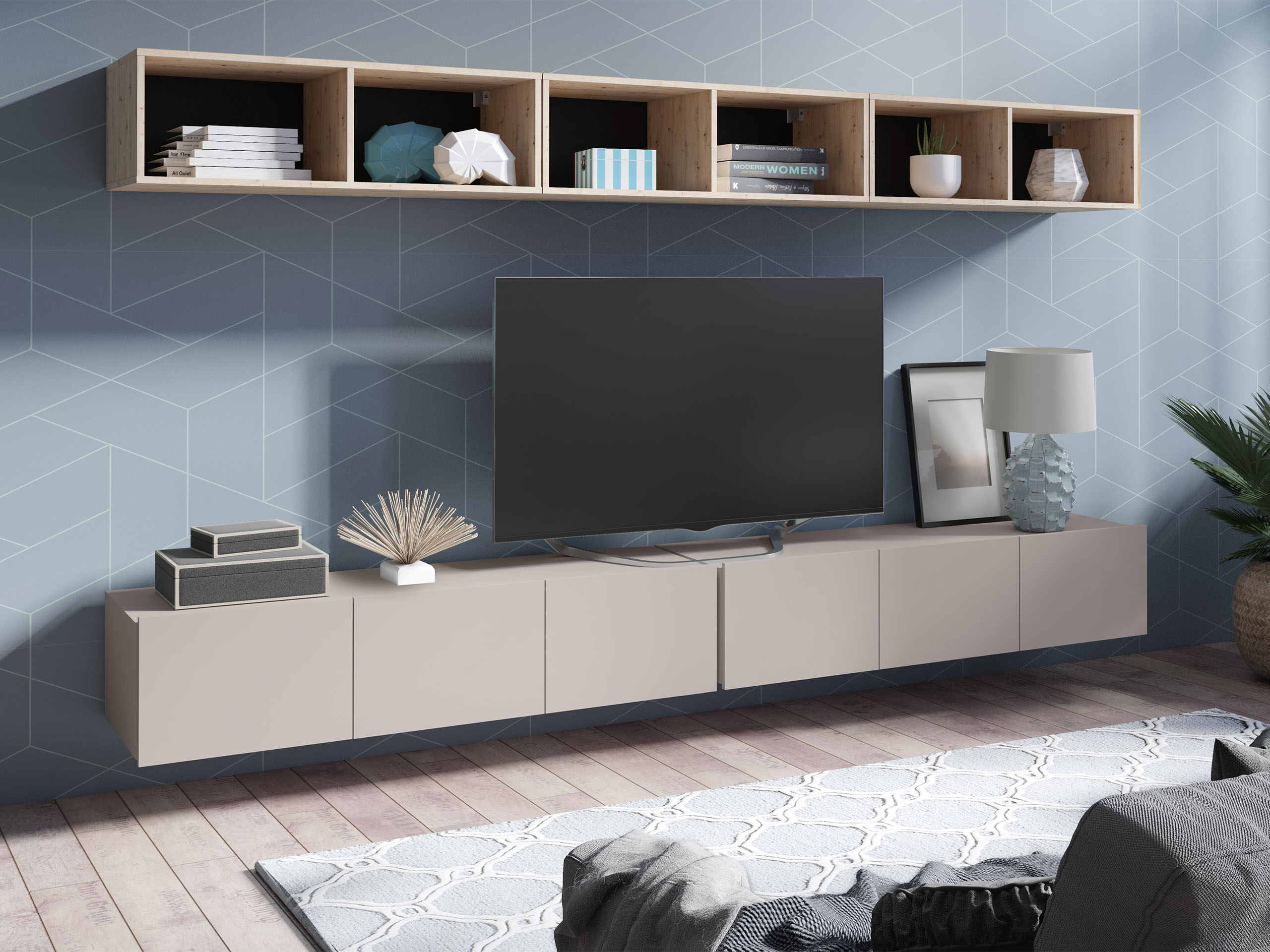 Wohnzimmer-Sets Remus XXXIII (Kaschmir + Artisan Eichenholzoptik)