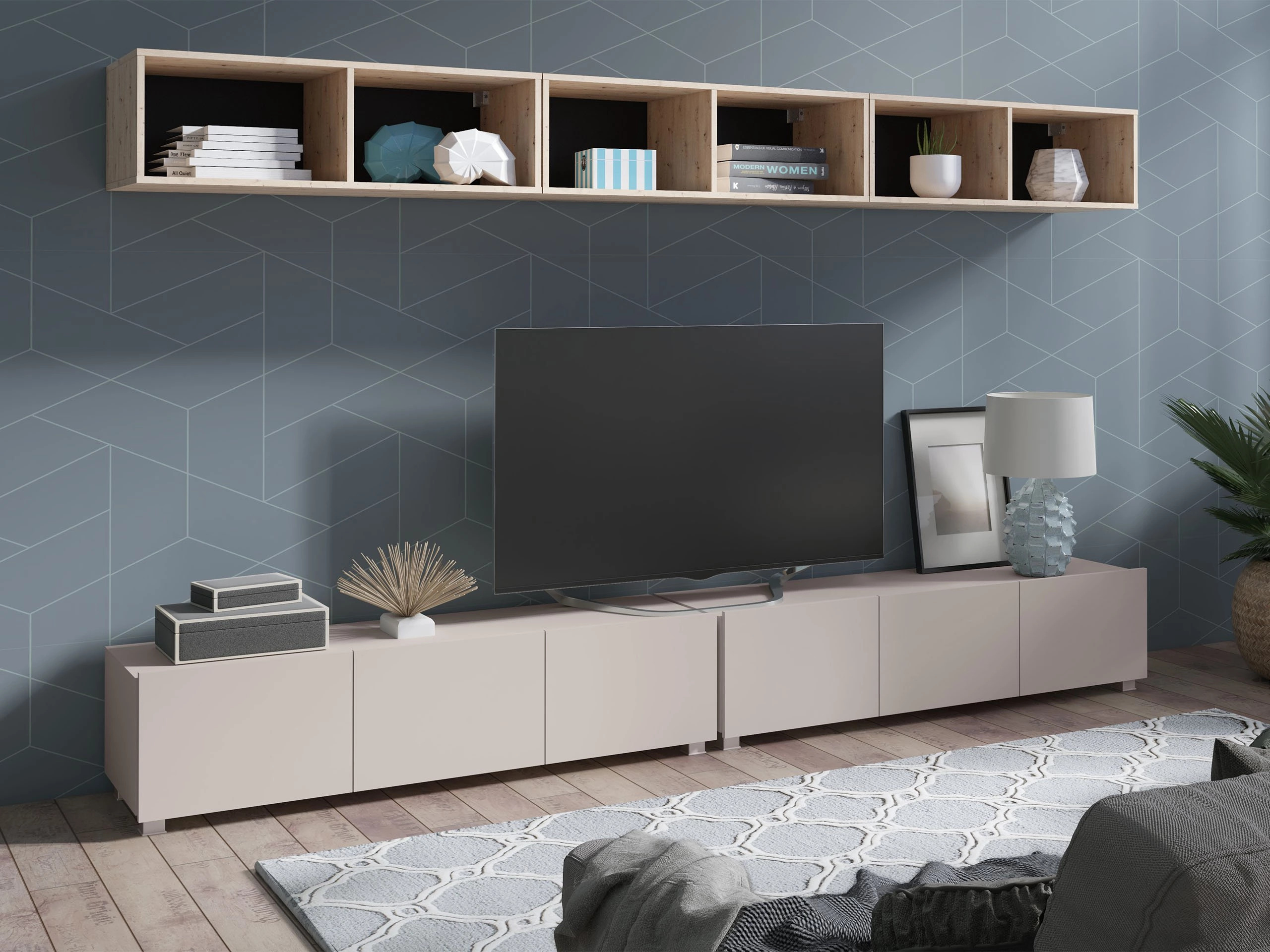 Wohnzimmer-Sets Tivdalu 153 (Kaschmir + Artisan Eichenholzoptik)