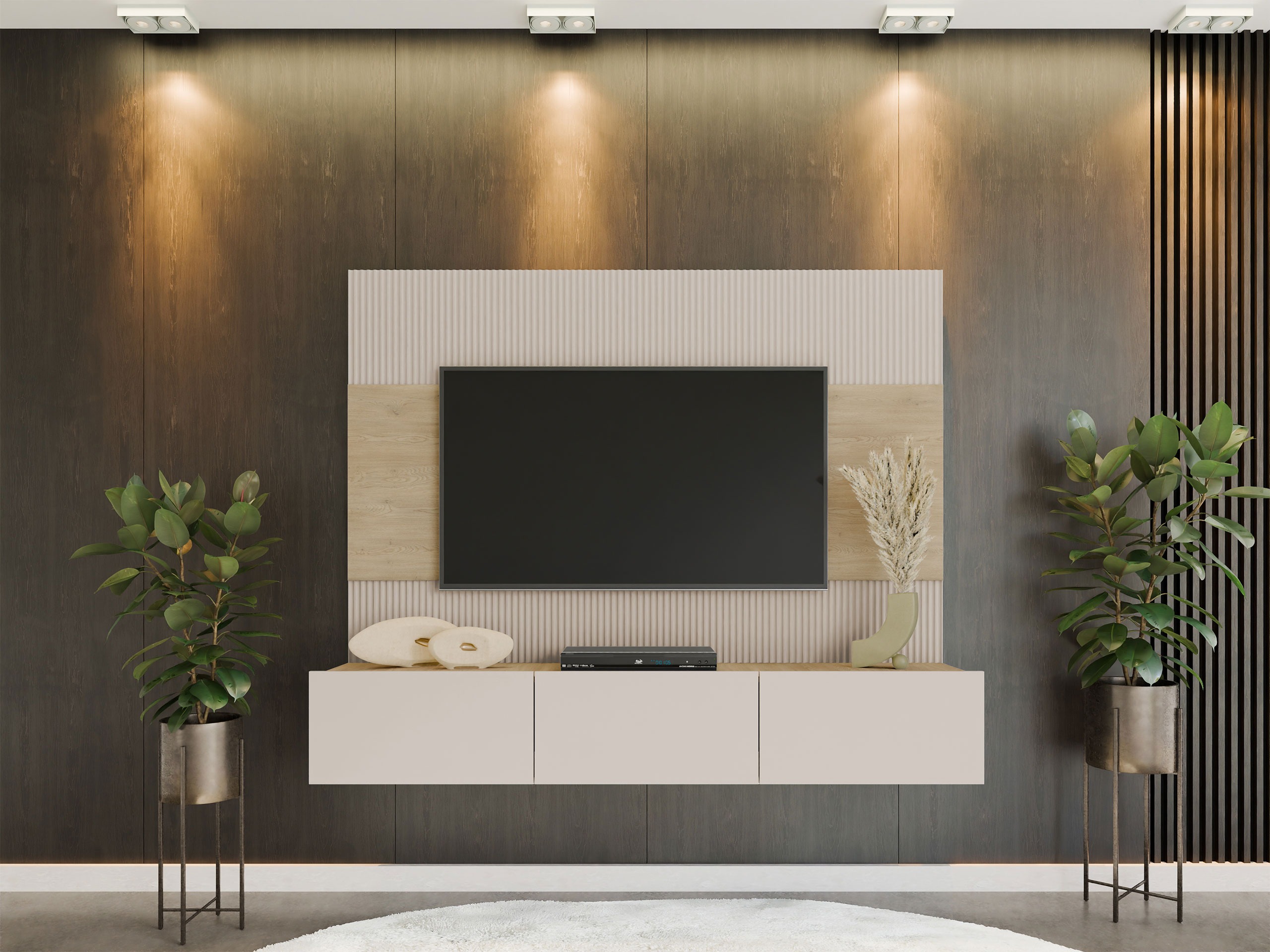 Wohnzimmer-Sets Comfivo Salix (Beige + Eiche Cremona)
