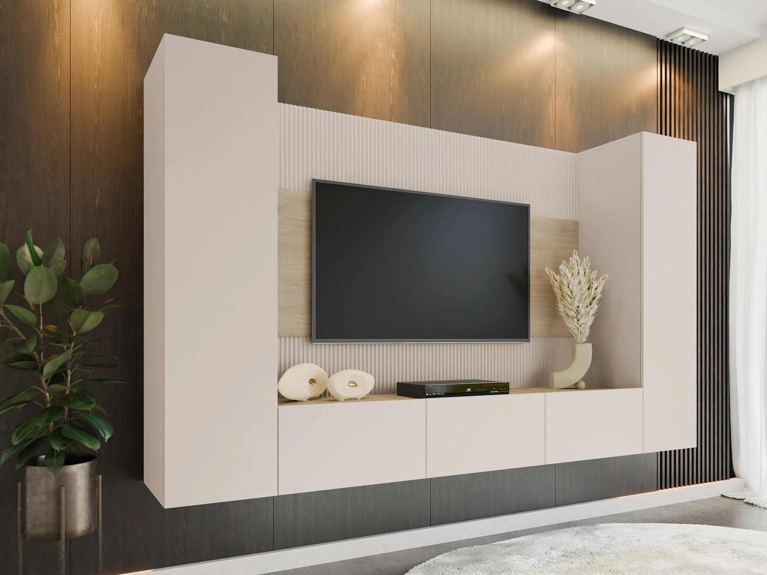 Wohnzimmer-Sets Comfivo Salix V (Beige + Eiche Cremona)