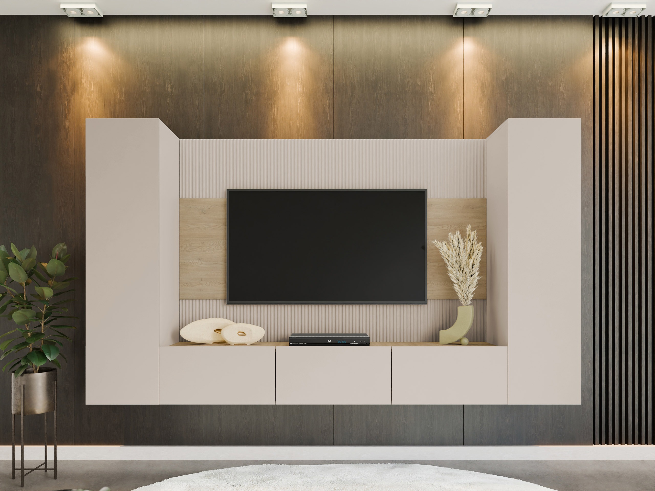 Wohnzimmer-Sets Comfivo Salix V (Beige + Eiche Cremona)