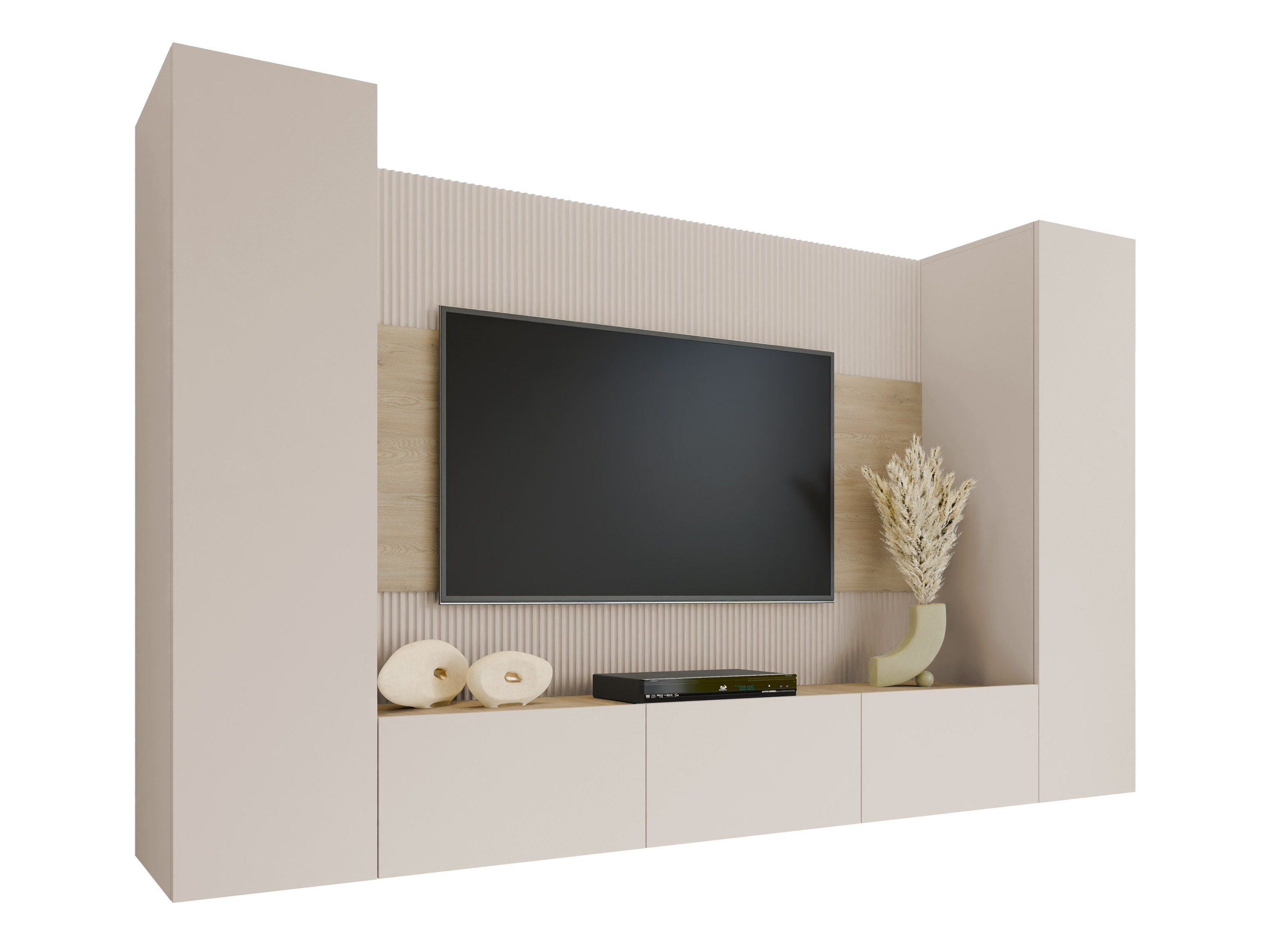Wohnzimmer-Sets Comfivo Salix V (Beige + Eichenholzoptik)