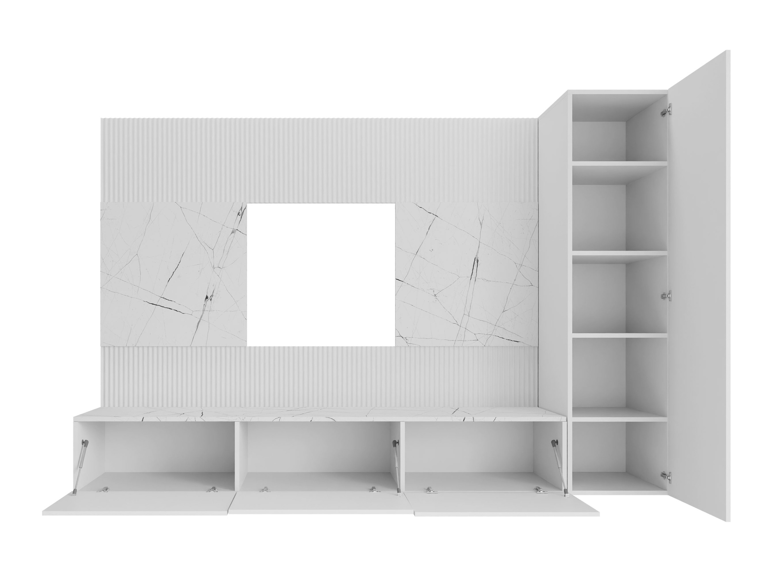 Wohnzimmer-Sets Comfivo Salix VI (Weiß + Weißer Marmor)