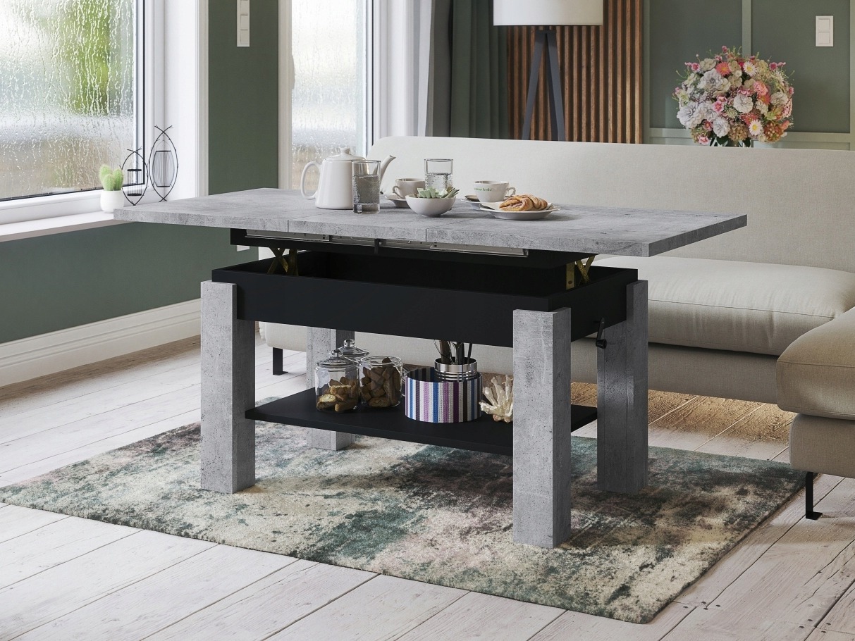 Couchtisch-Transformer Glendale 100 (Beton + Schwarz)