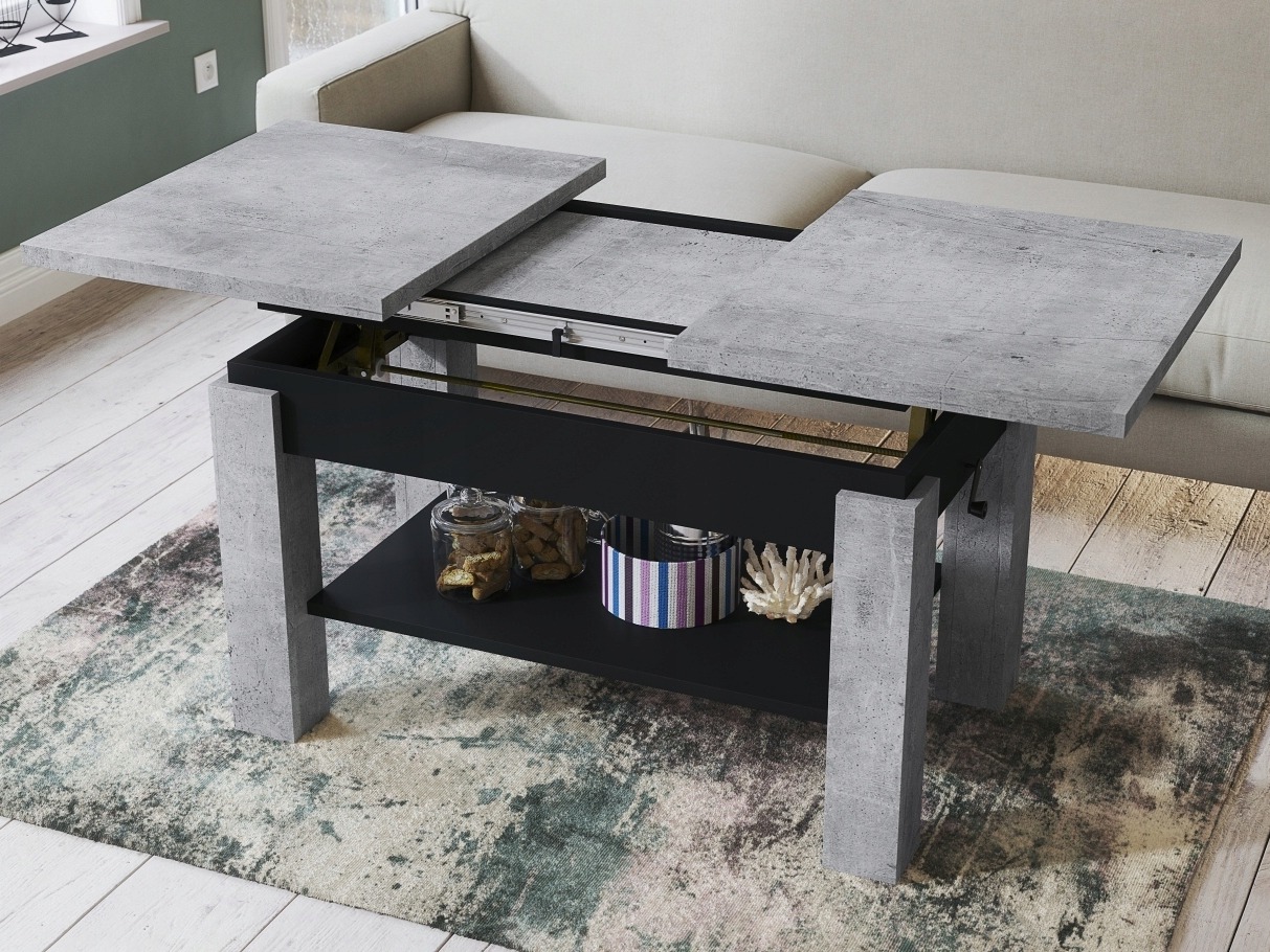 Couchtisch-Transformer Glendale 100 (Beton + Schwarz)