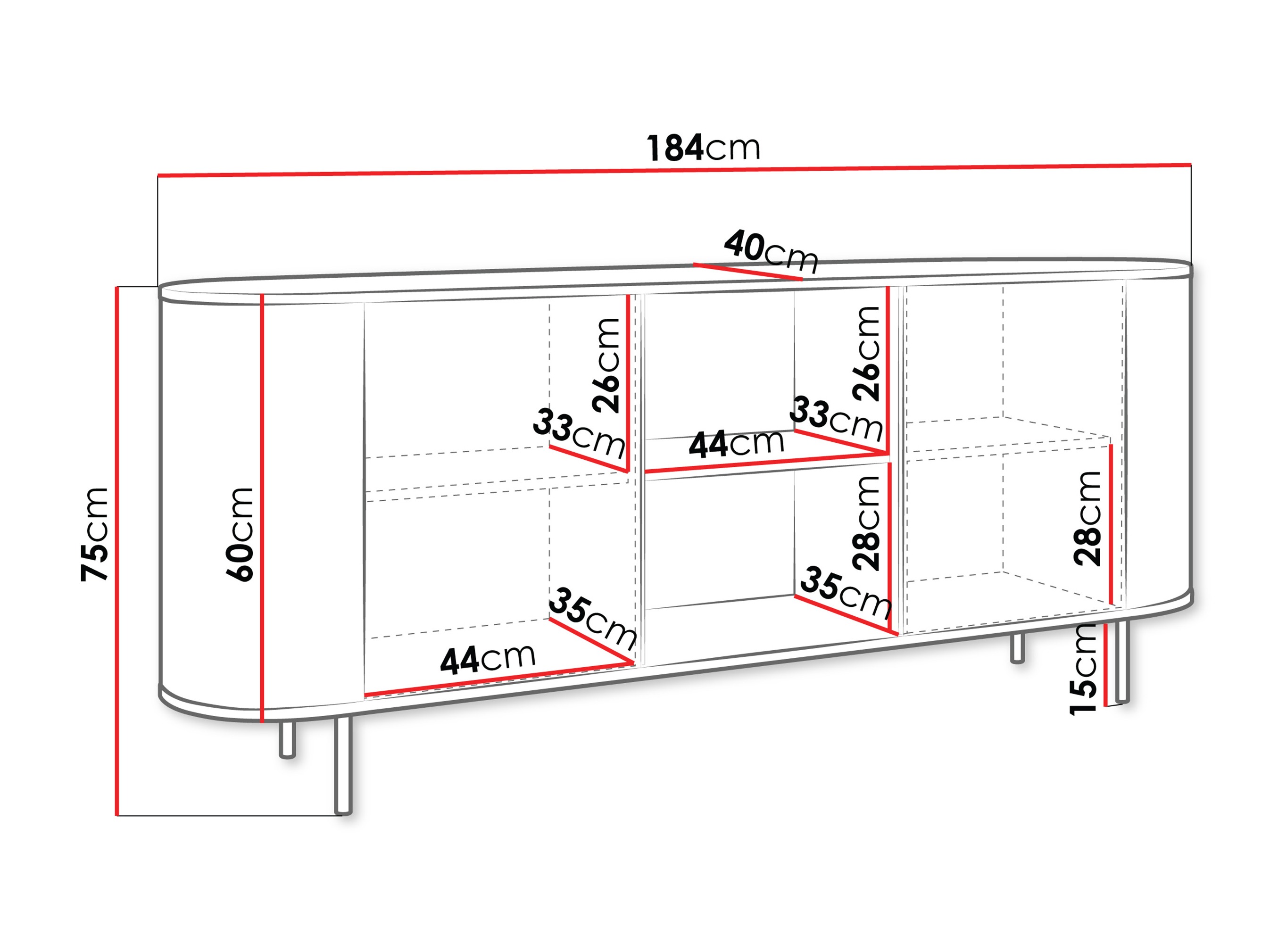 Sideboard Comfivo Livtena I (Schwarzer Marmor + Schwarz)