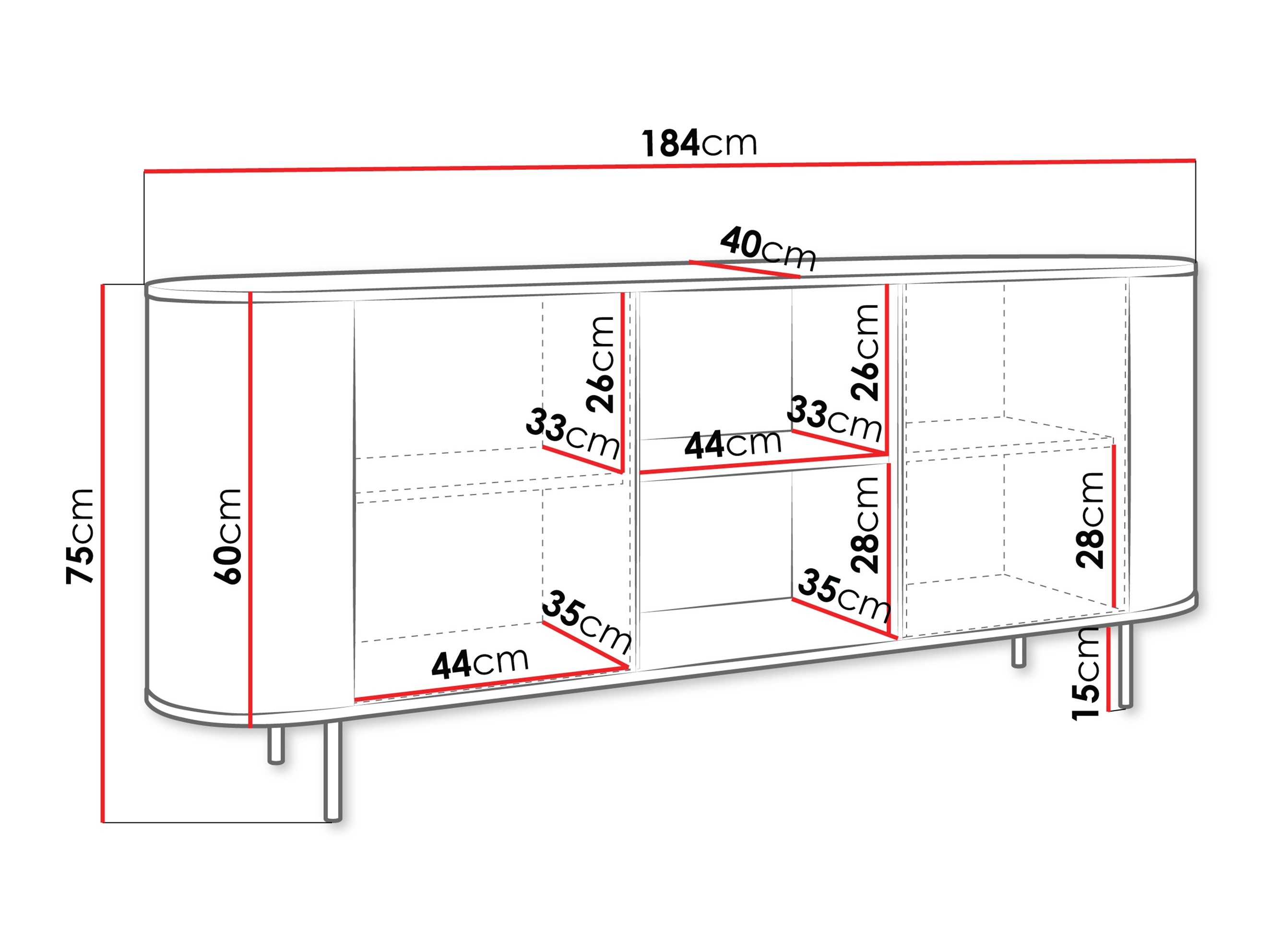 Sideboard Comfivo Livtena I (Weißer Marmor + Gold)