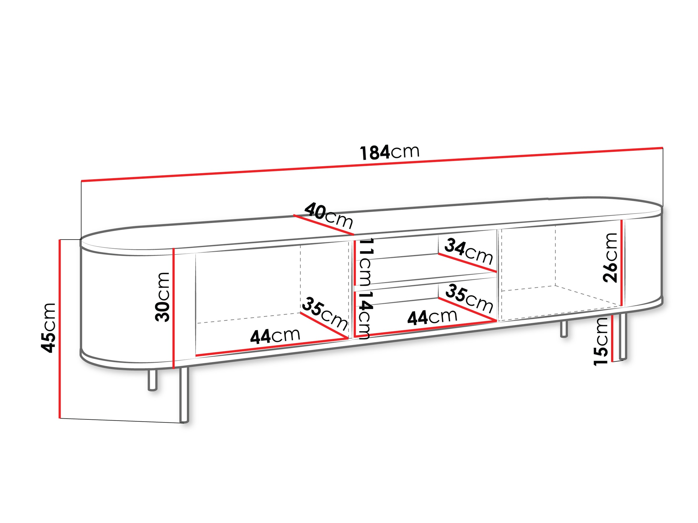 TV-Möbel Comfivo Livtena I (Schwarzer Marmor + Schwarz)