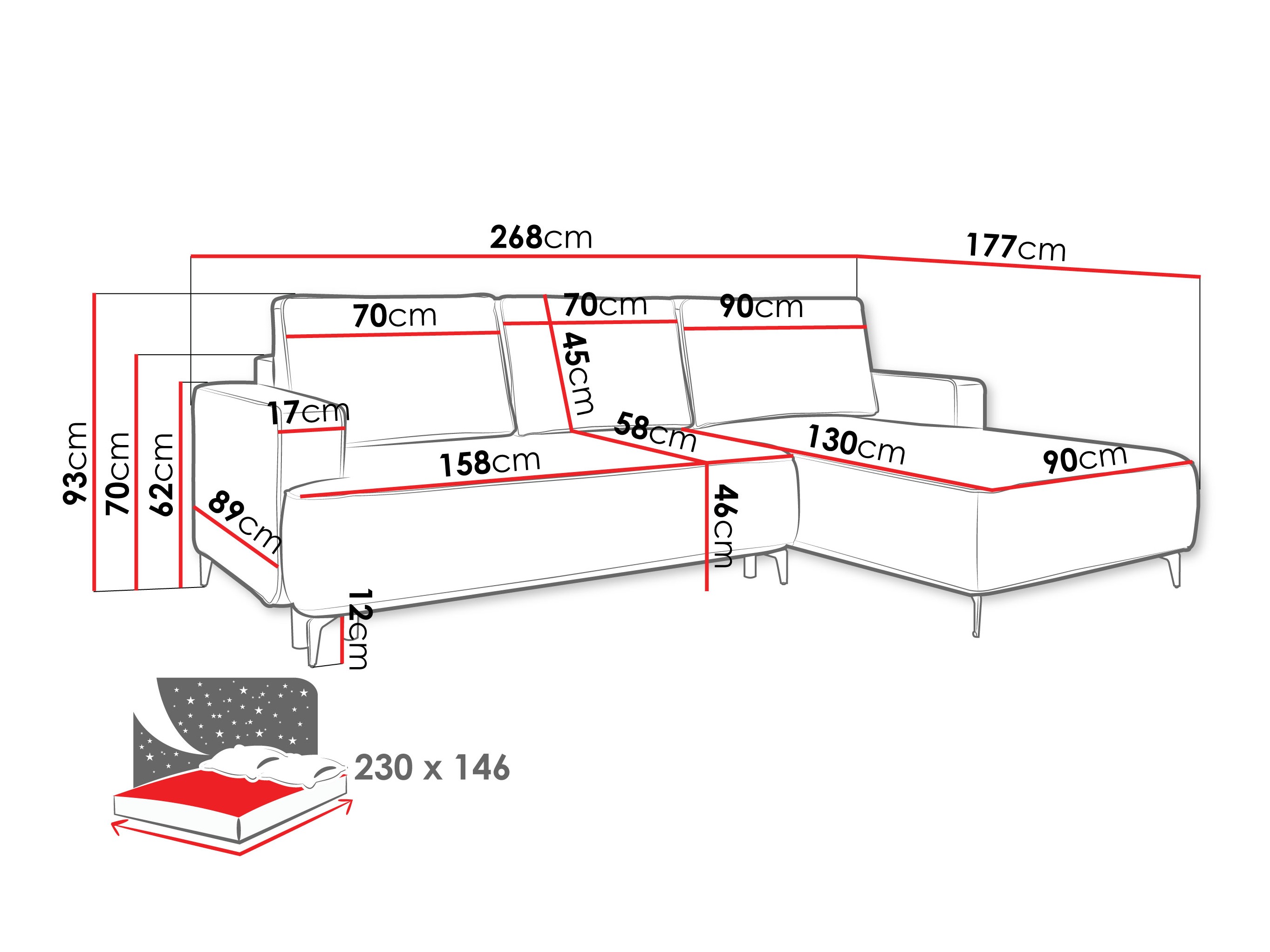 Ecksofa ComfiDream Lyraion (Castel 15)
